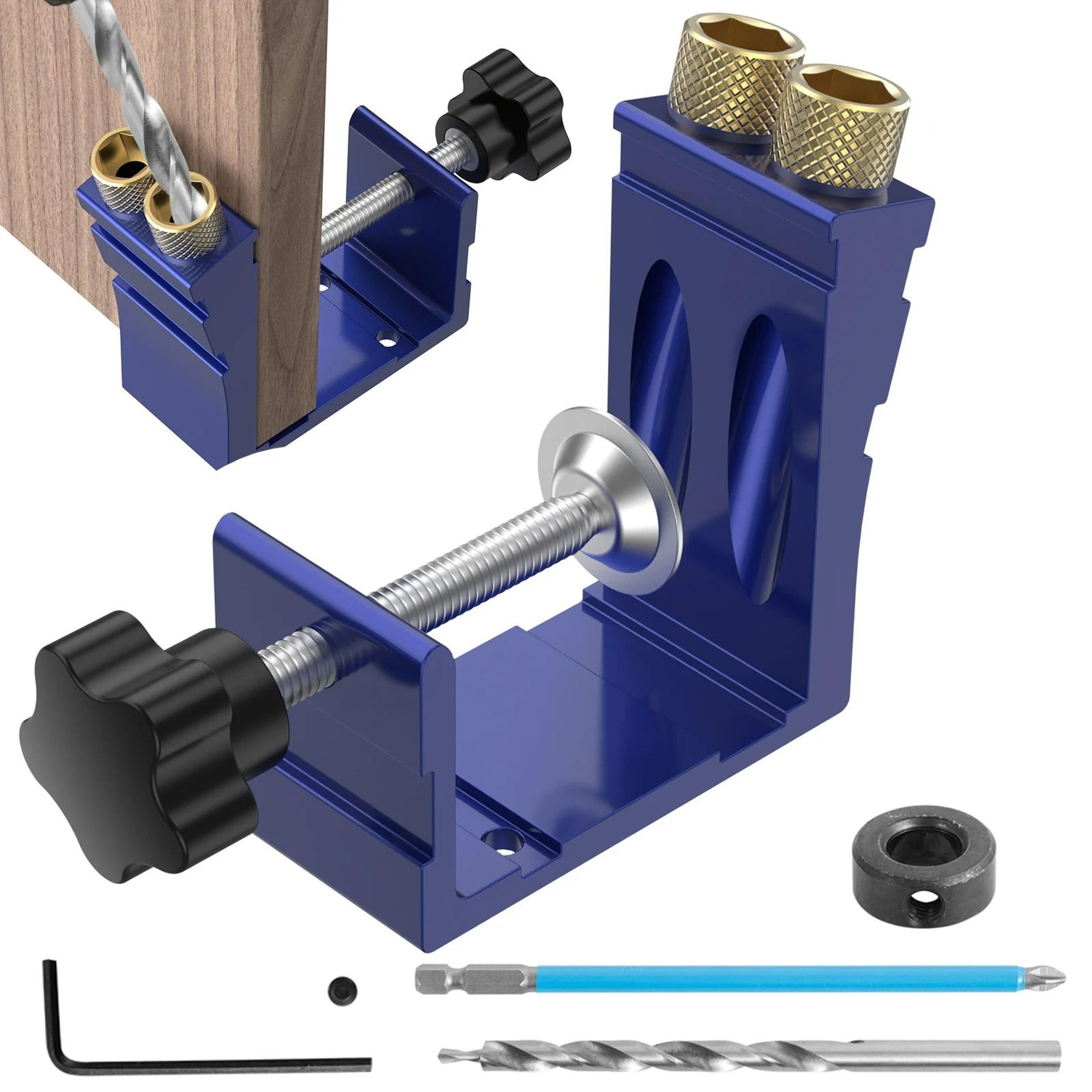 15Degree Pocket Hole Jig  Adjustable Drill Guide Punch Kit 1