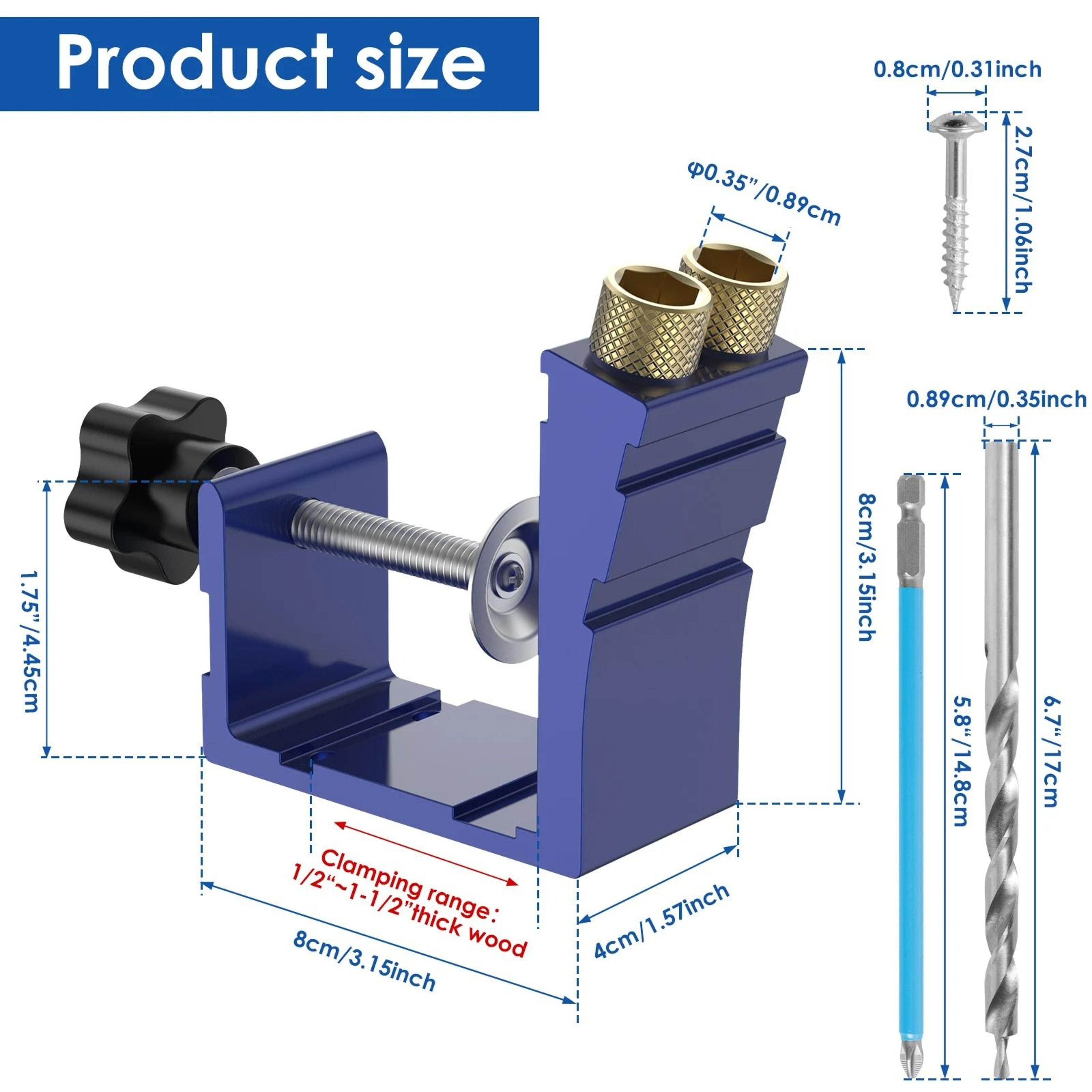 15Degree Pocket Hole Jig  Adjustable Drill Guide Punch Kit 6