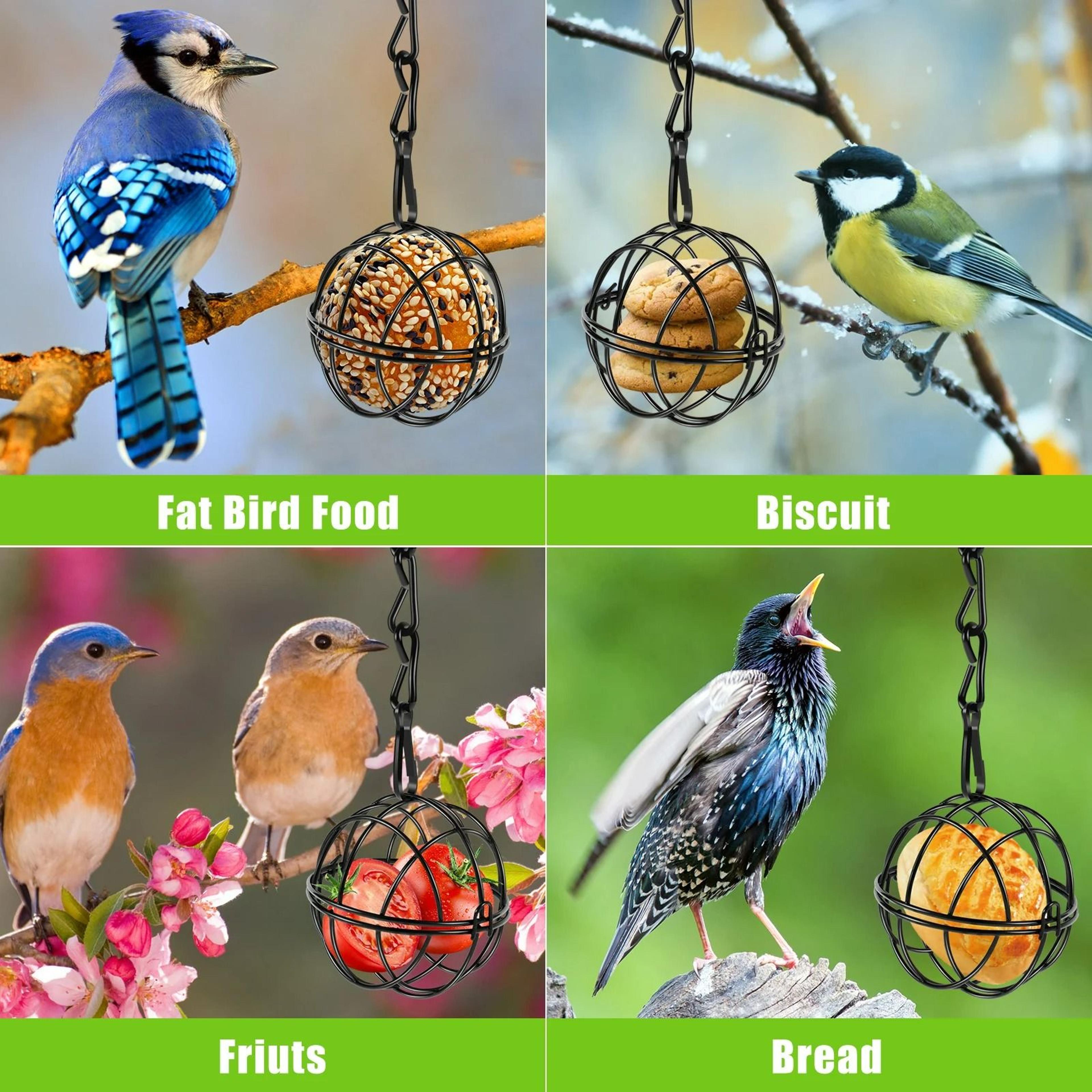 BallShaped Metal Bird Feeder Set  Outdoor Garden Station 4