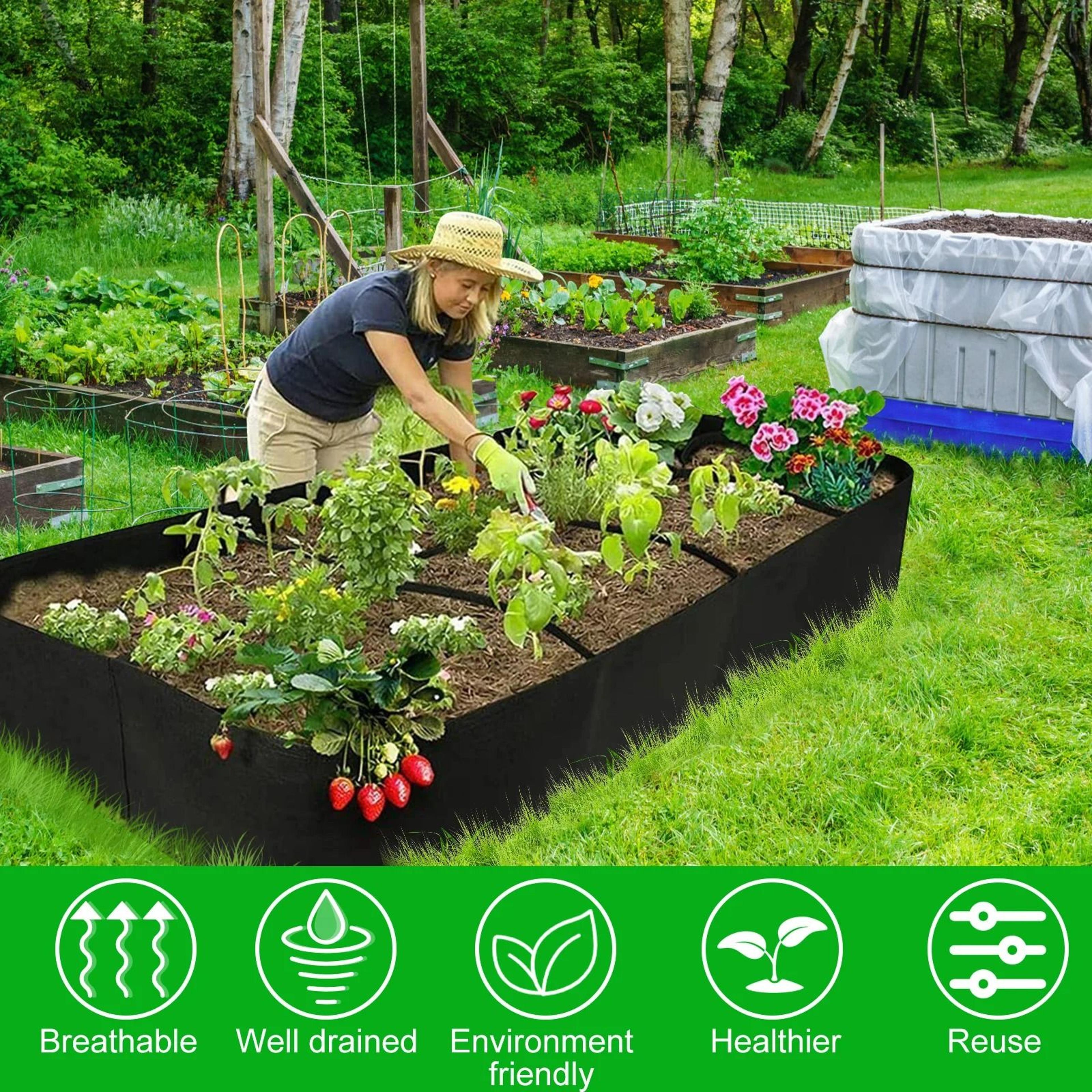 Divided Fabric Raised Garden Bed  Planting Bag 4