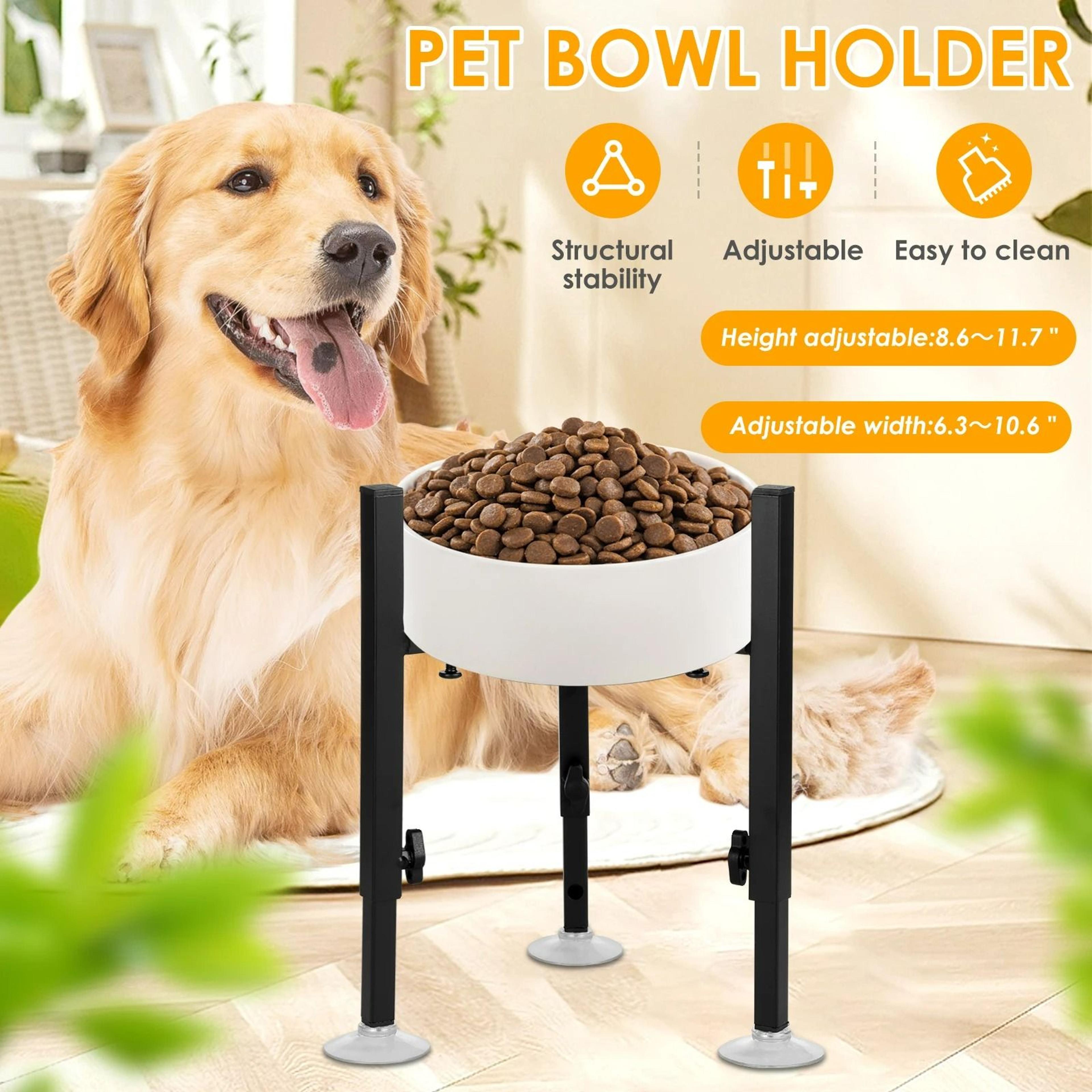 Adjustable Metal Elevated Dog Food  Water Bowl Stand 2