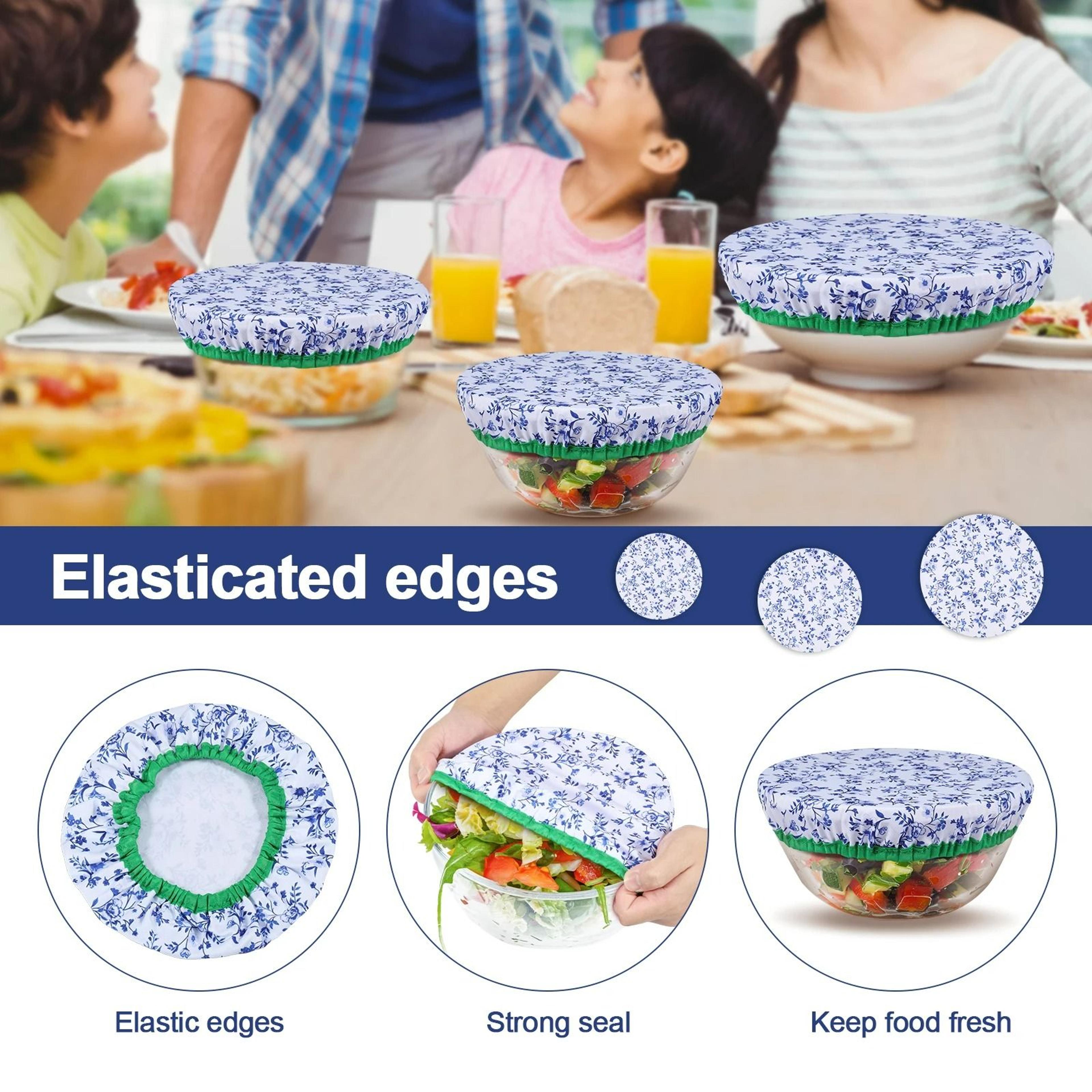 3Pack Reusable Elastic Cotton Fabric Bowl Covers 3