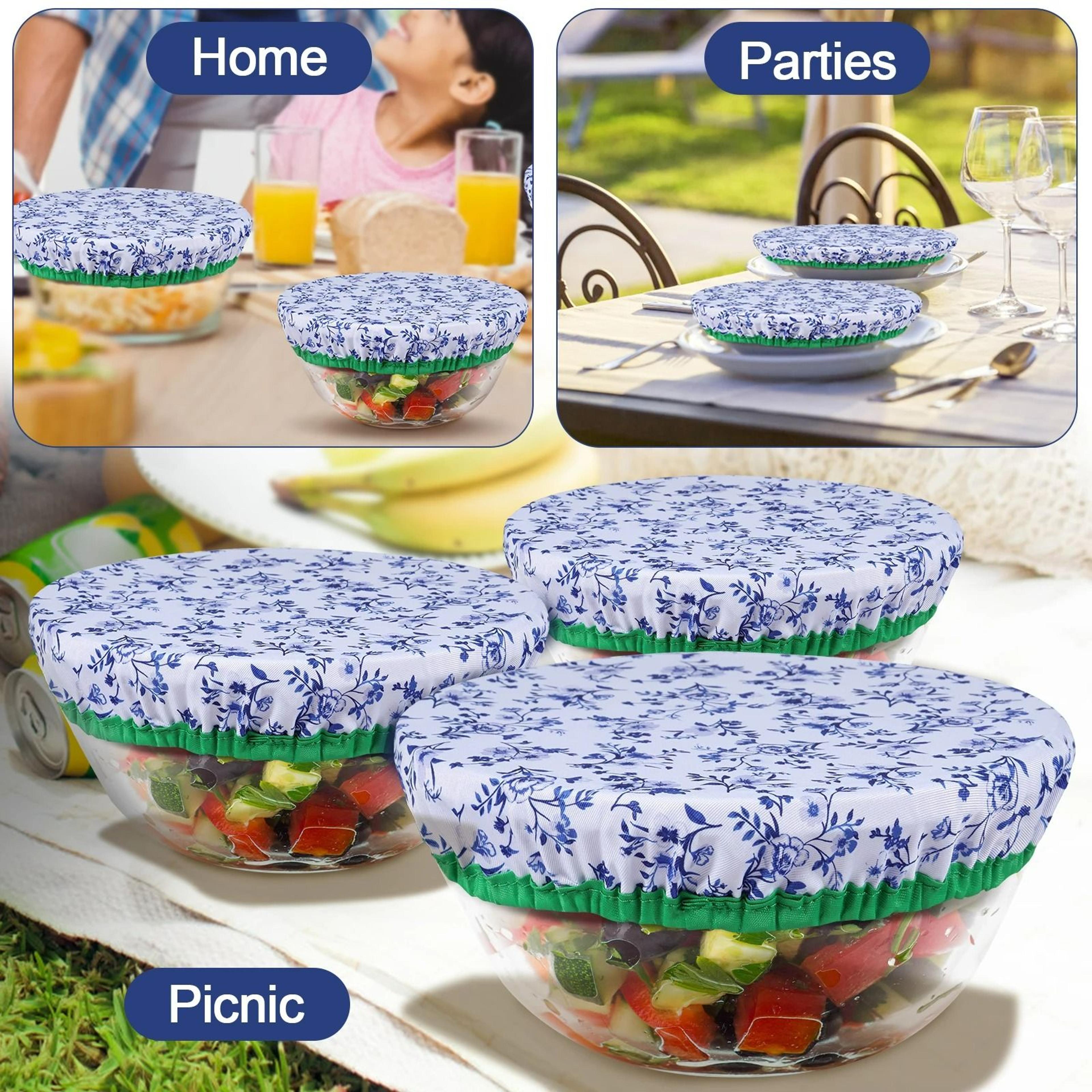 3Pack Reusable Elastic Cotton Fabric Bowl Covers 5