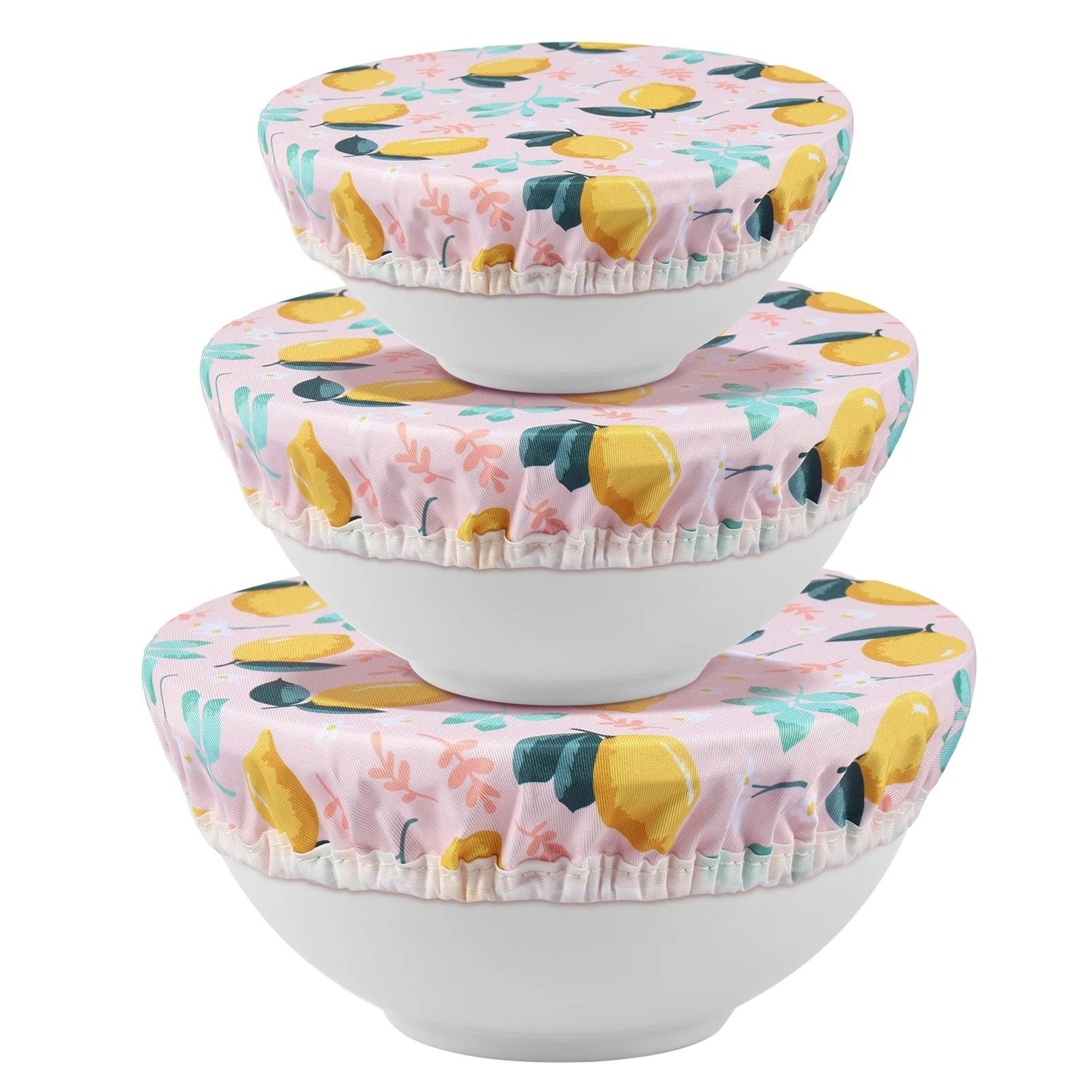 3Pack Reusable Elastic Cotton Fabric Bowl Covers 9