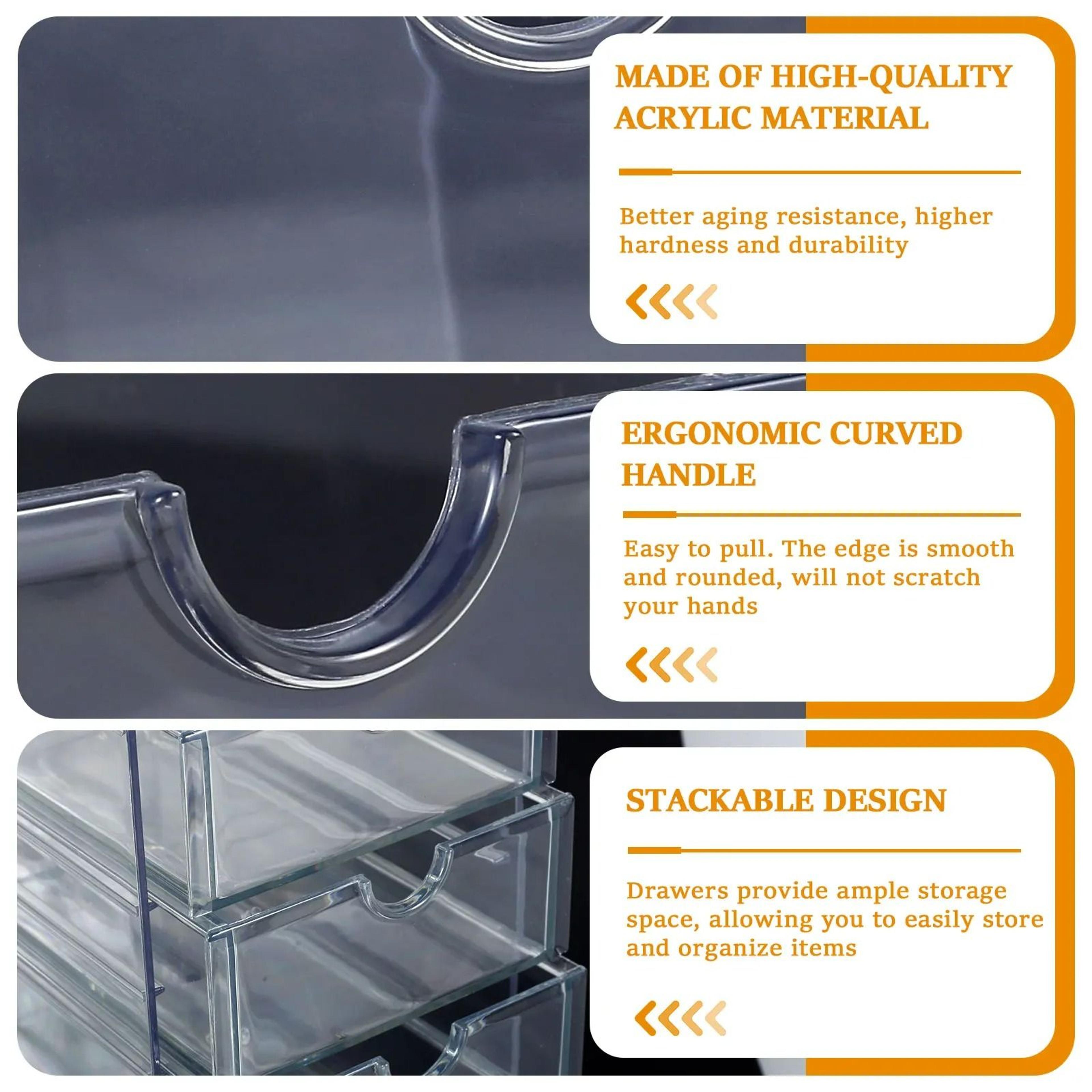 Clear Acrylic Tiered Drawer Organizer  Desktop Storage Box 5