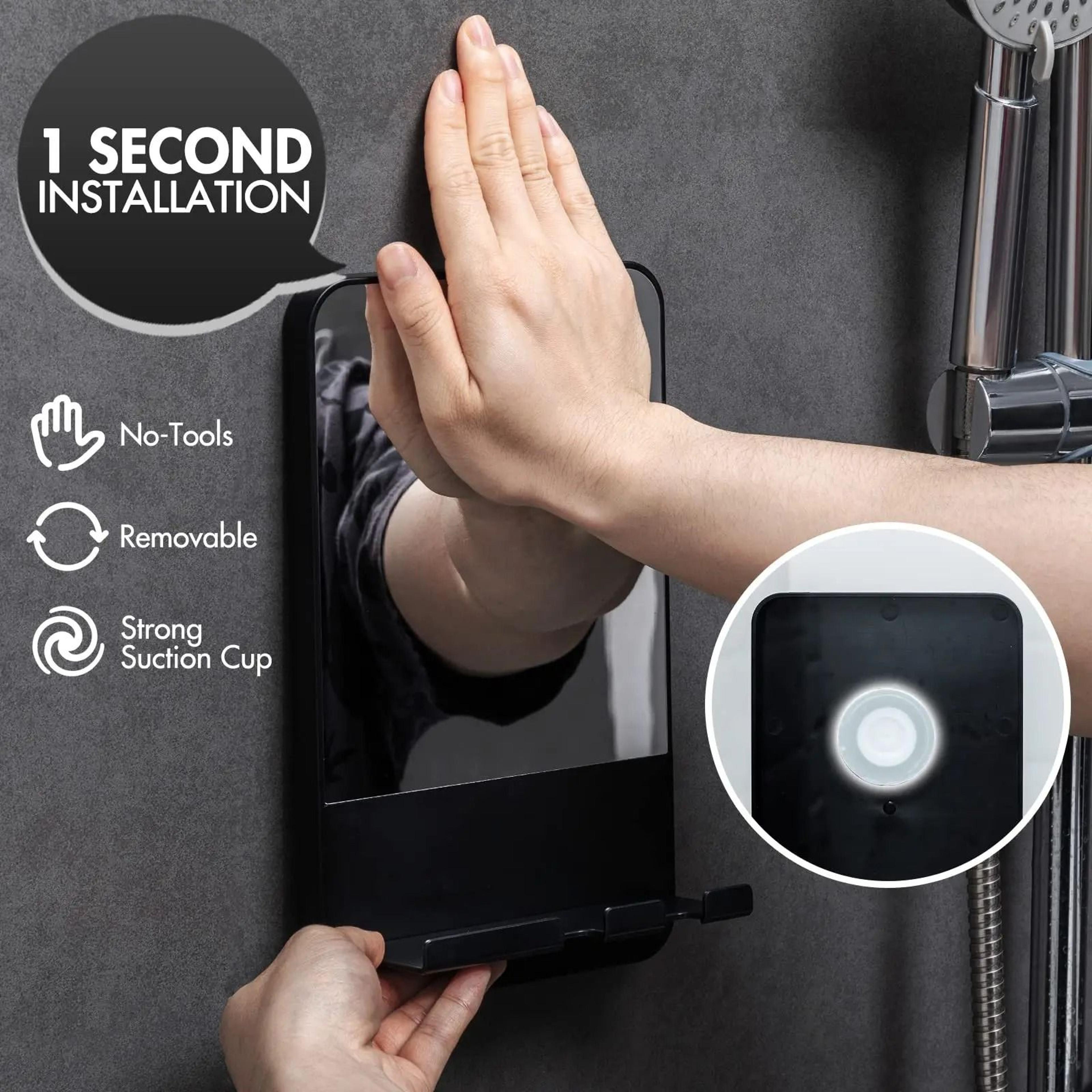 Fogless Shower Mirror With Razor Holder  Vacuum Suction Cup 3