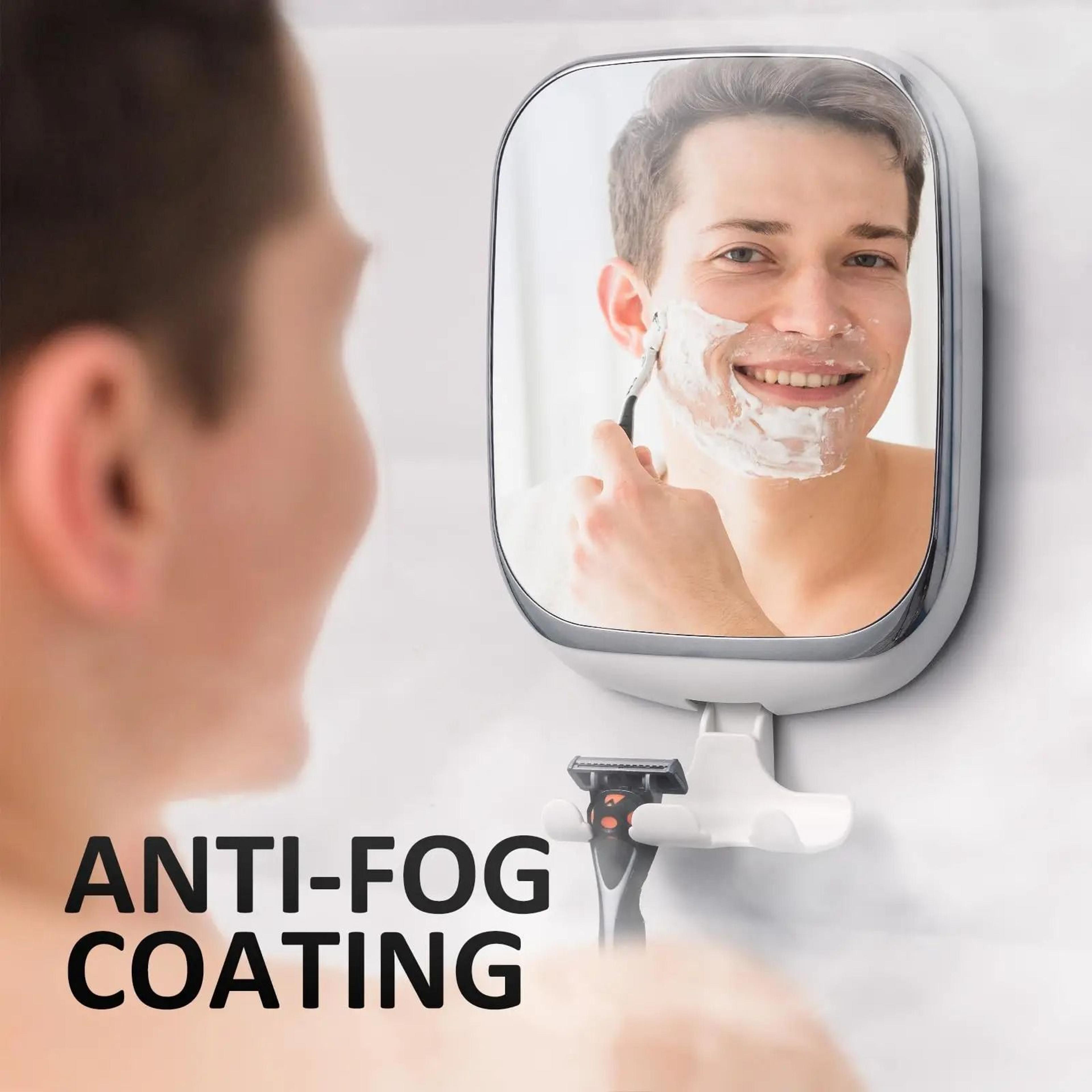 Round Acrylic Fogless Shower Mirror With Storage Holder  Suction Cup 2