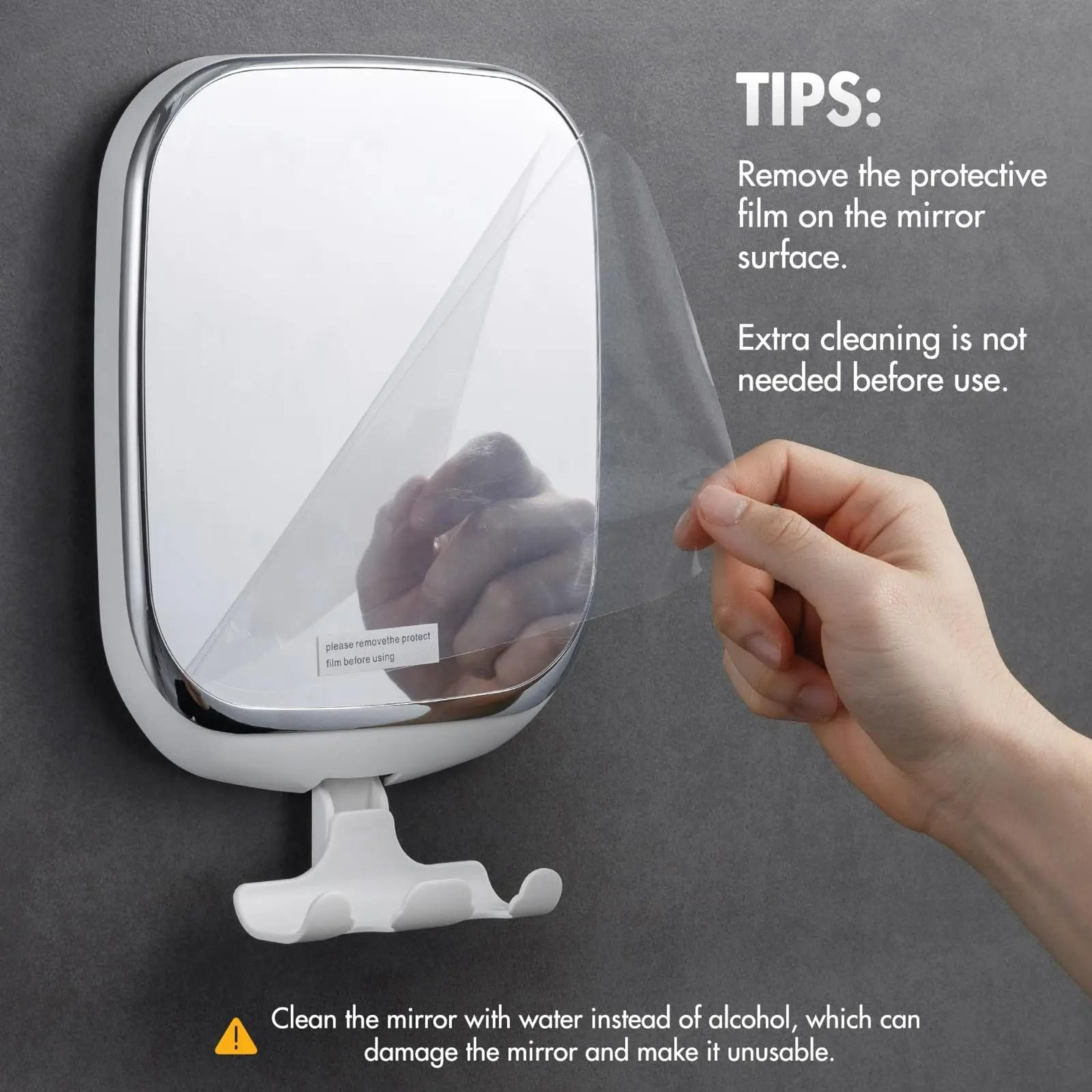 Round Acrylic Fogless Shower Mirror With Storage Holder  Suction Cup 3