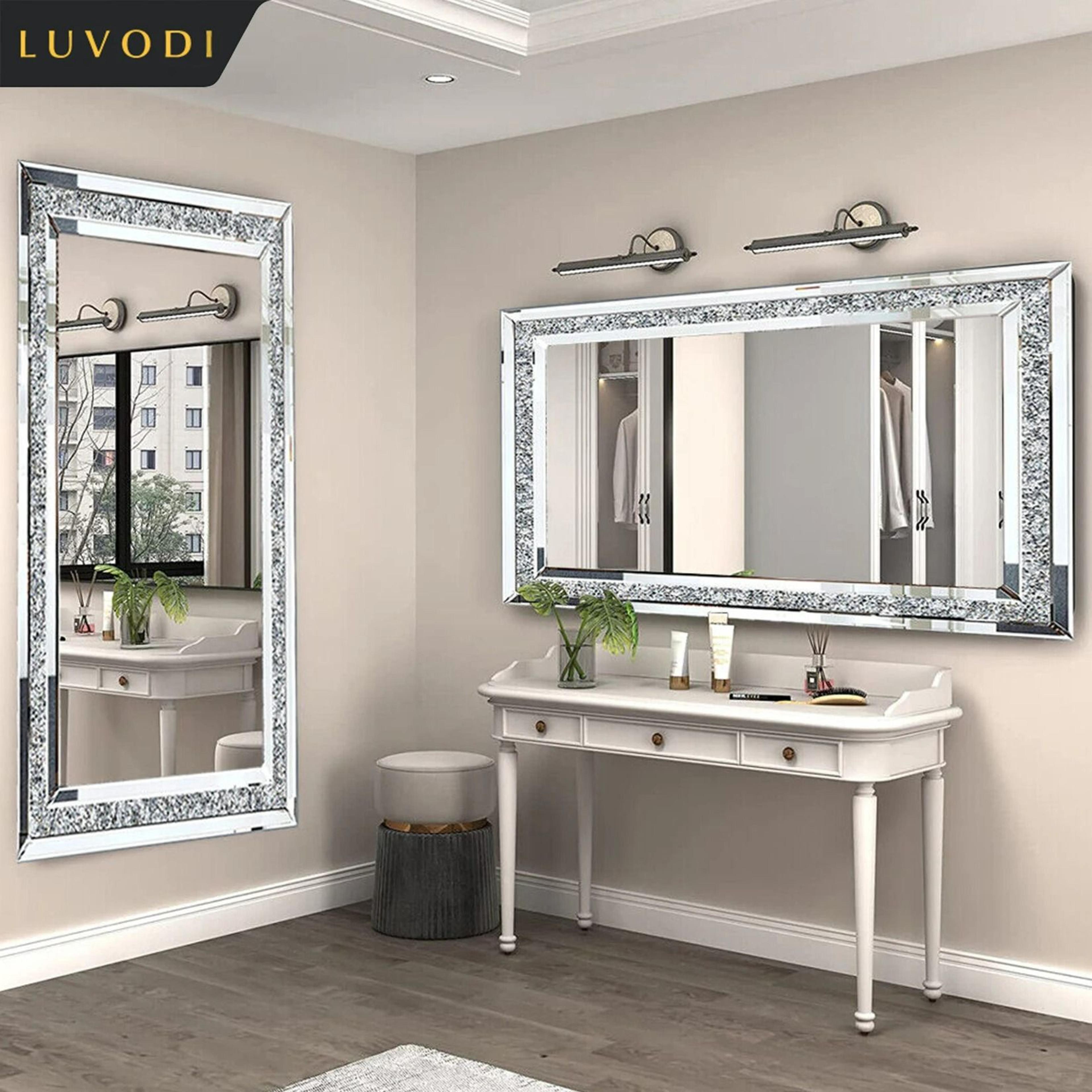 Large Sparkling Rhinestone Crystal Diamond Wall Mirror 3