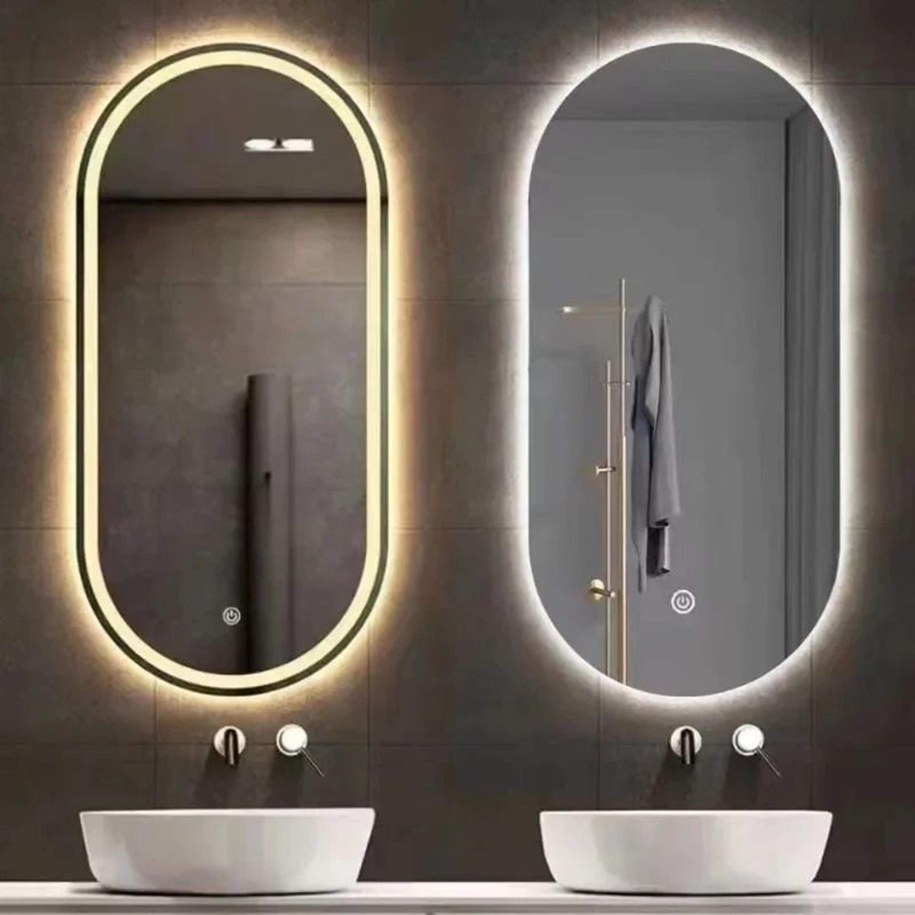 Oval Smart LED Bathroom Vanity Mirror With Defogger 1
