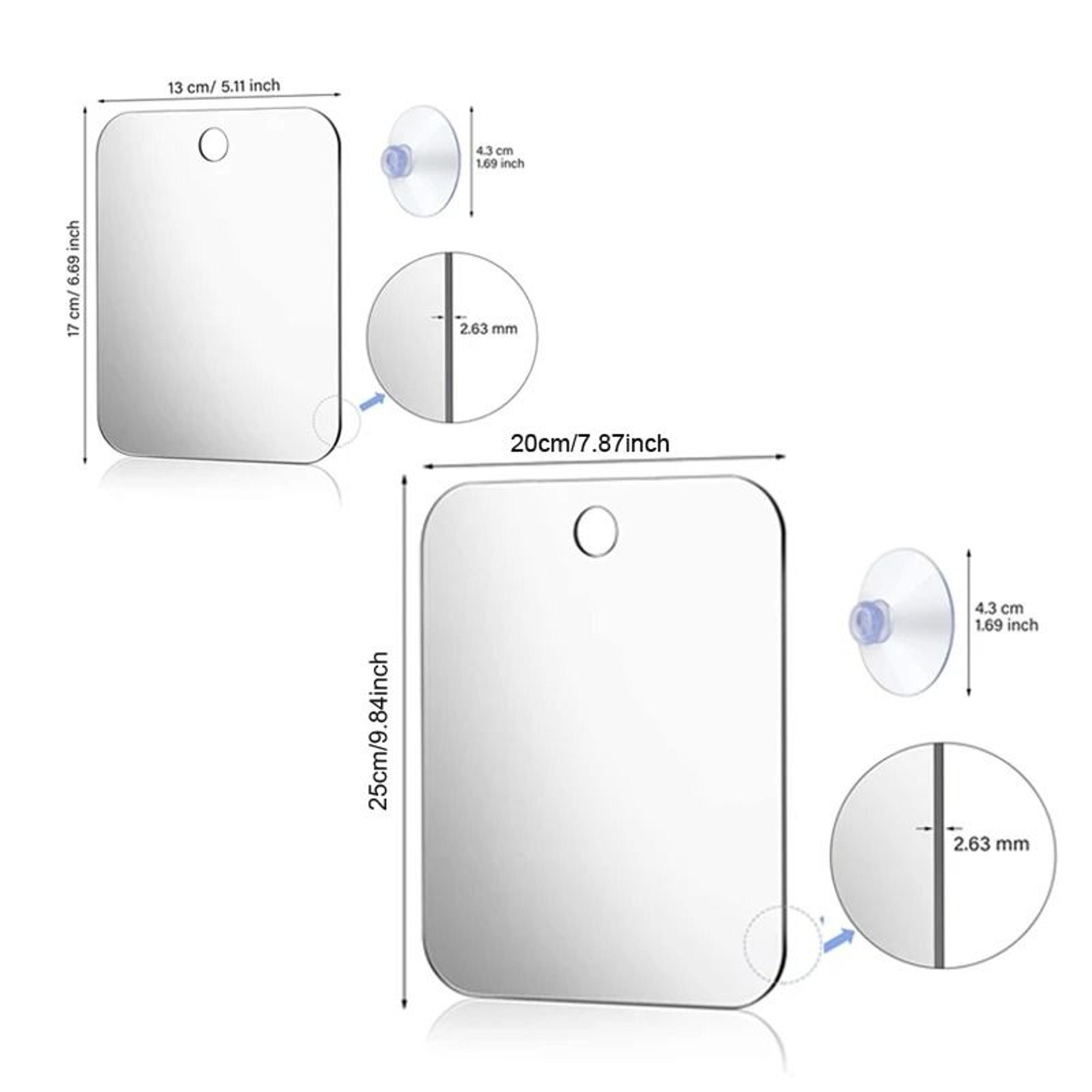 Acrylic Fogless Shower Mirror With Integrated Razor Holder  Wall Suction Cup 2