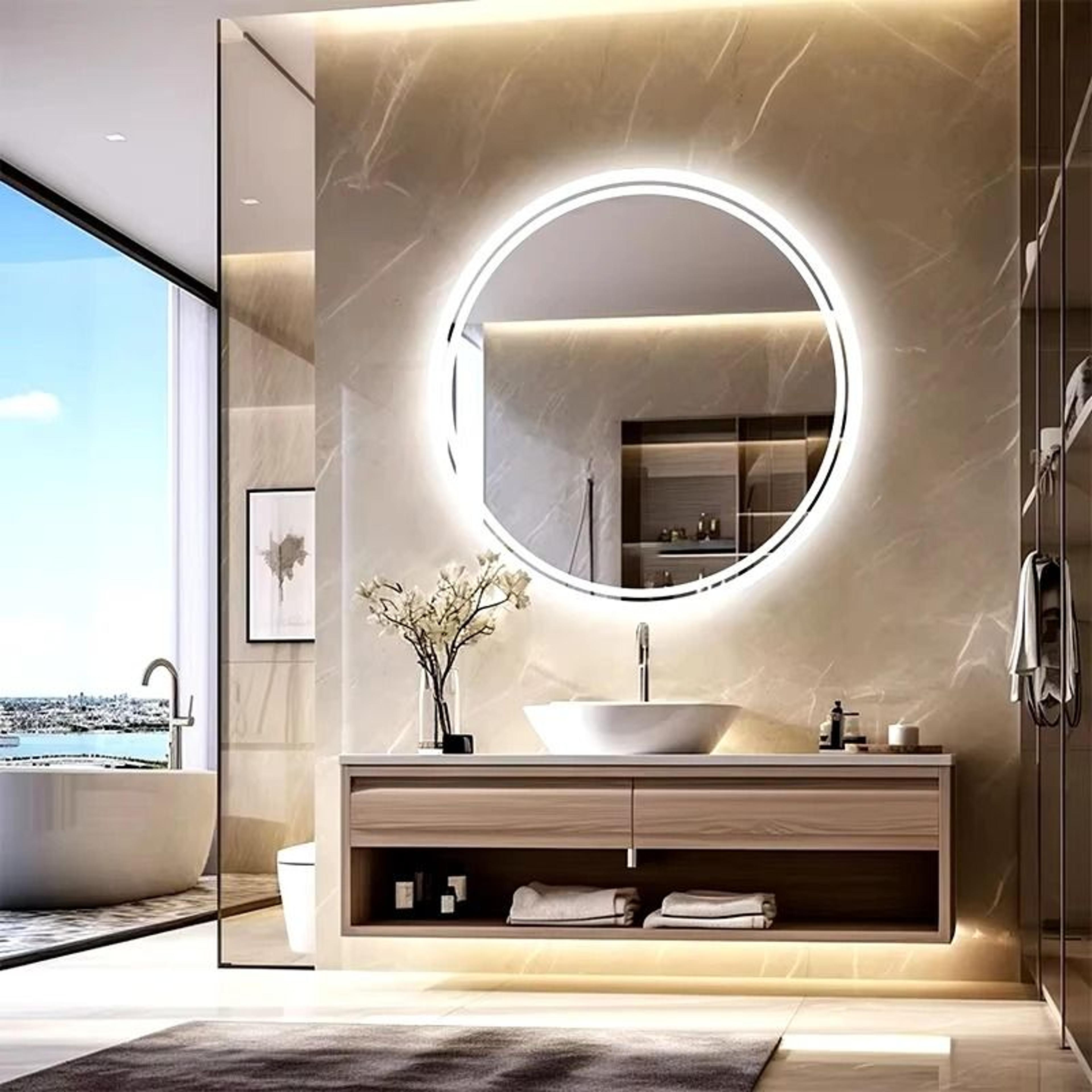 Round Smart LED Backlit Wall Mirror 1