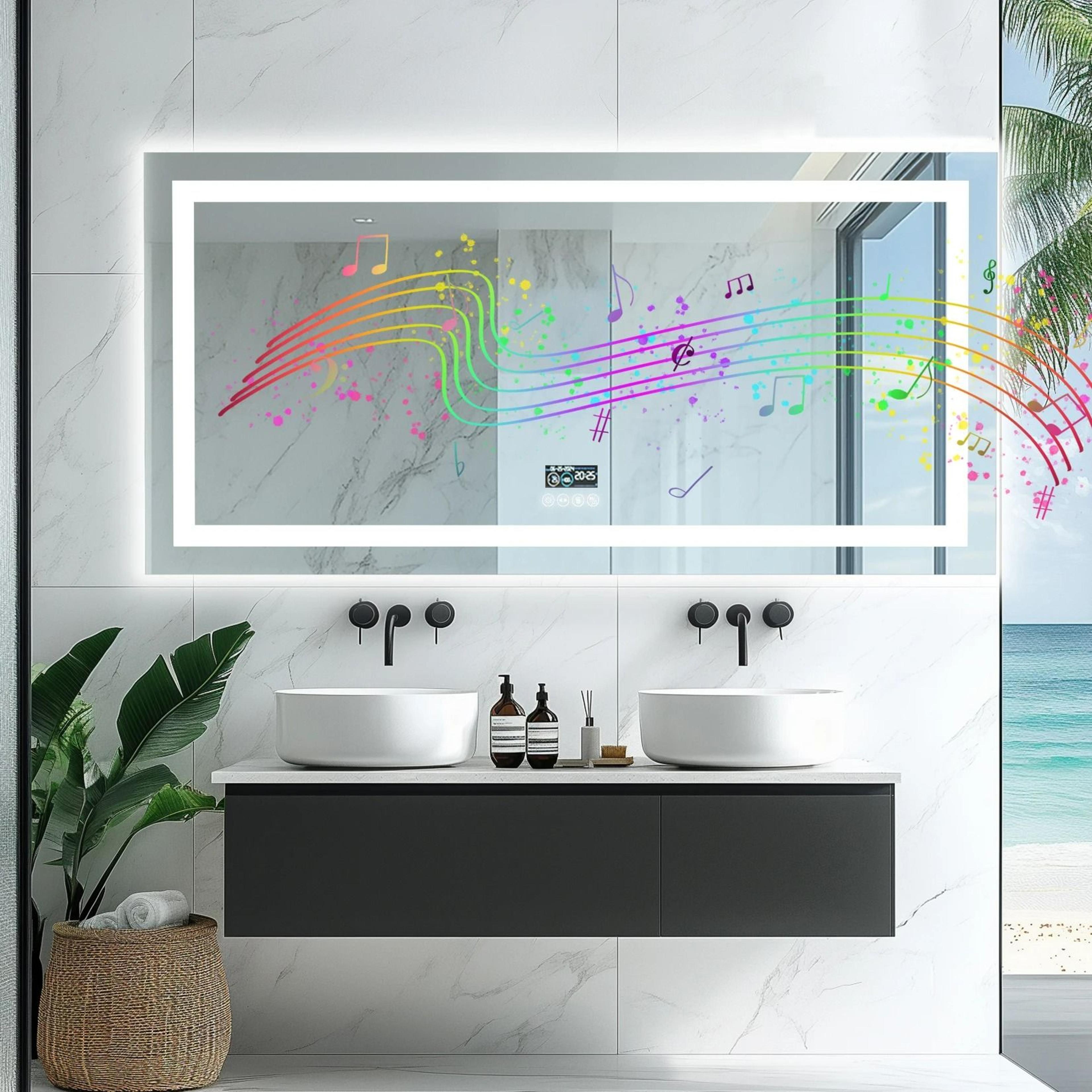 Wisfor Smart LED Bathroom Vanity Mirror With Bluetooth  Digital Display 10