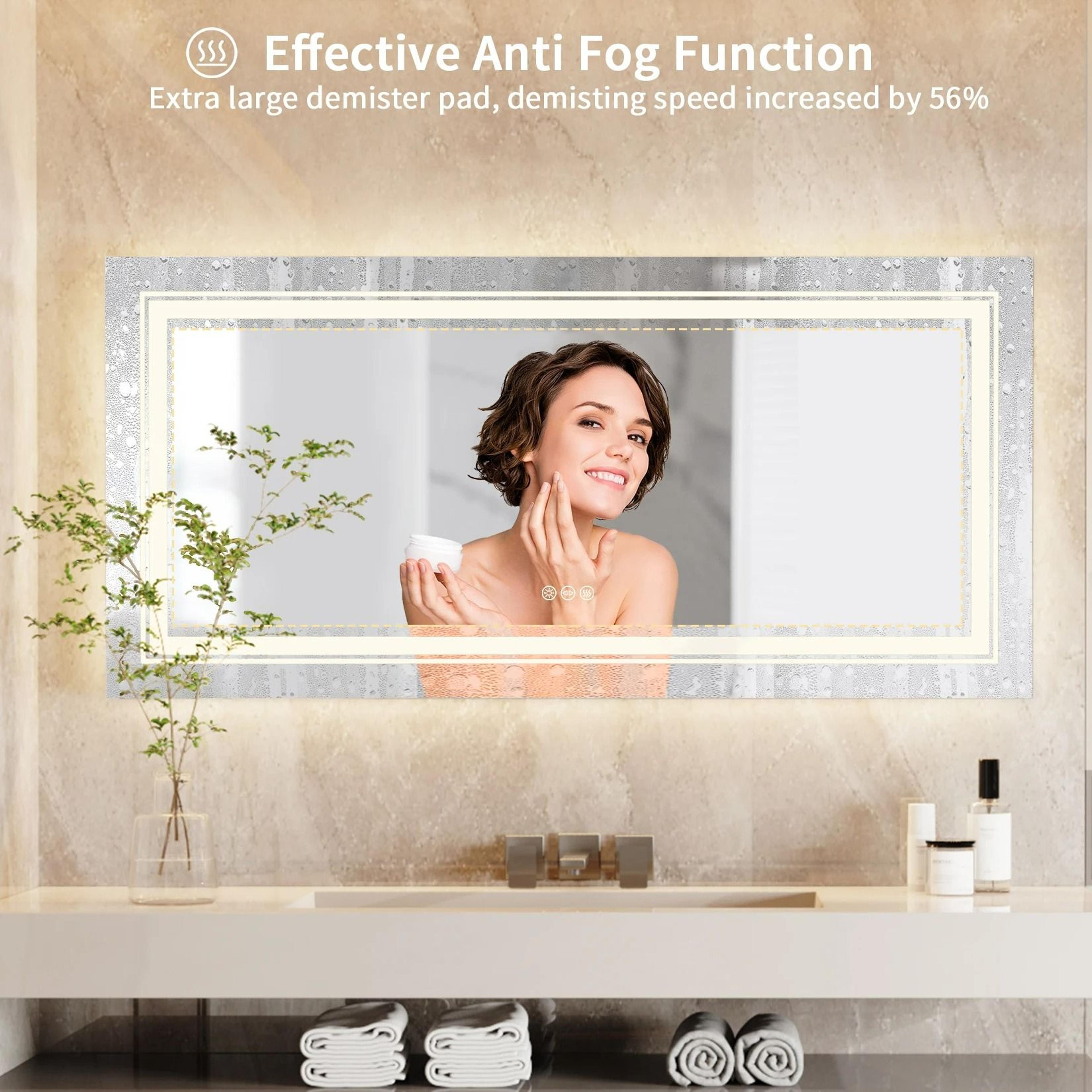 JumboLarge Dual Frontlit  Backlit LED Vanity Mirror With Defogger 6