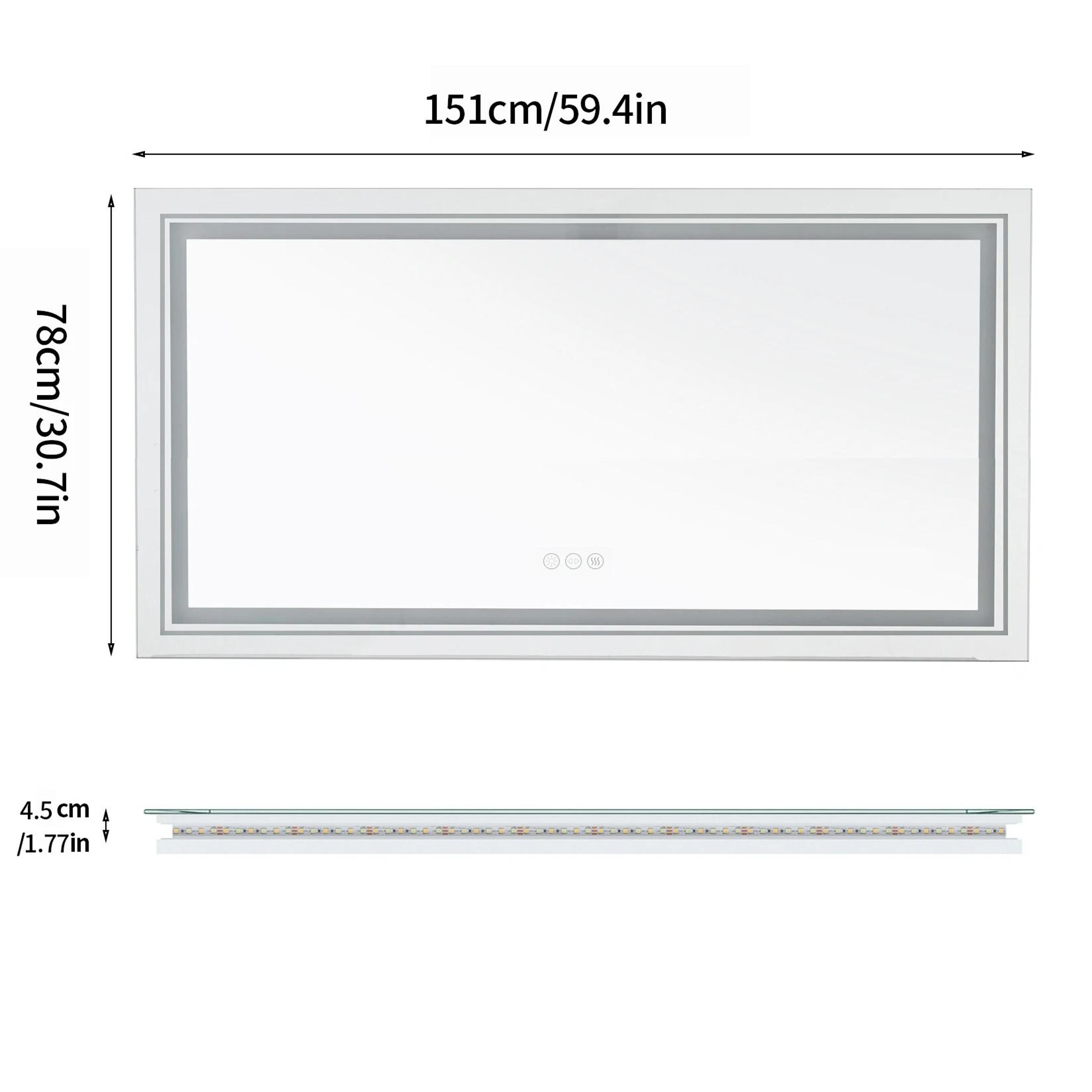JumboLarge Dual Frontlit  Backlit LED Vanity Mirror With Defogger 12