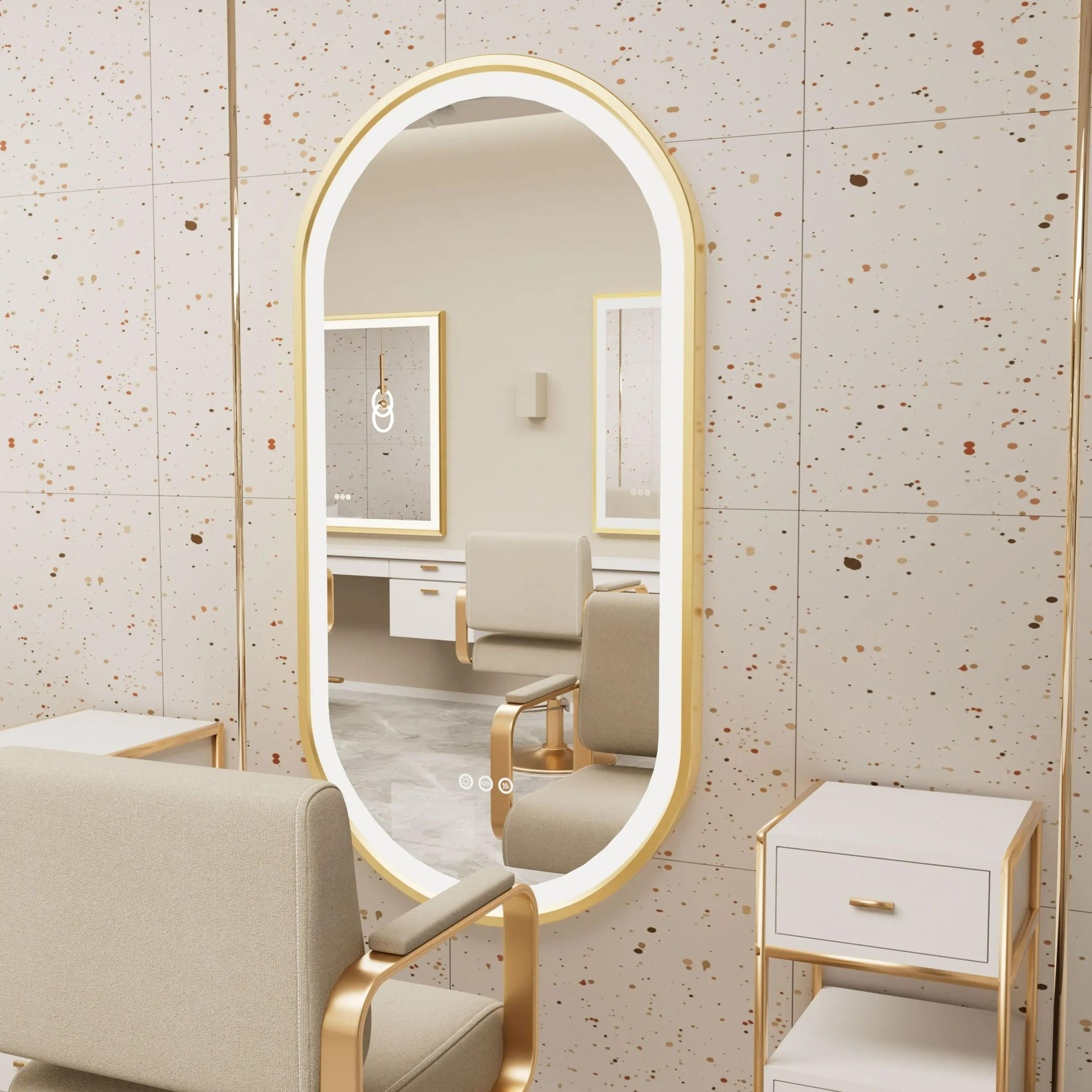 Large Framed Oval LED Bathroom Vanity Mirror With Stepless Dimming  Defogger 8
