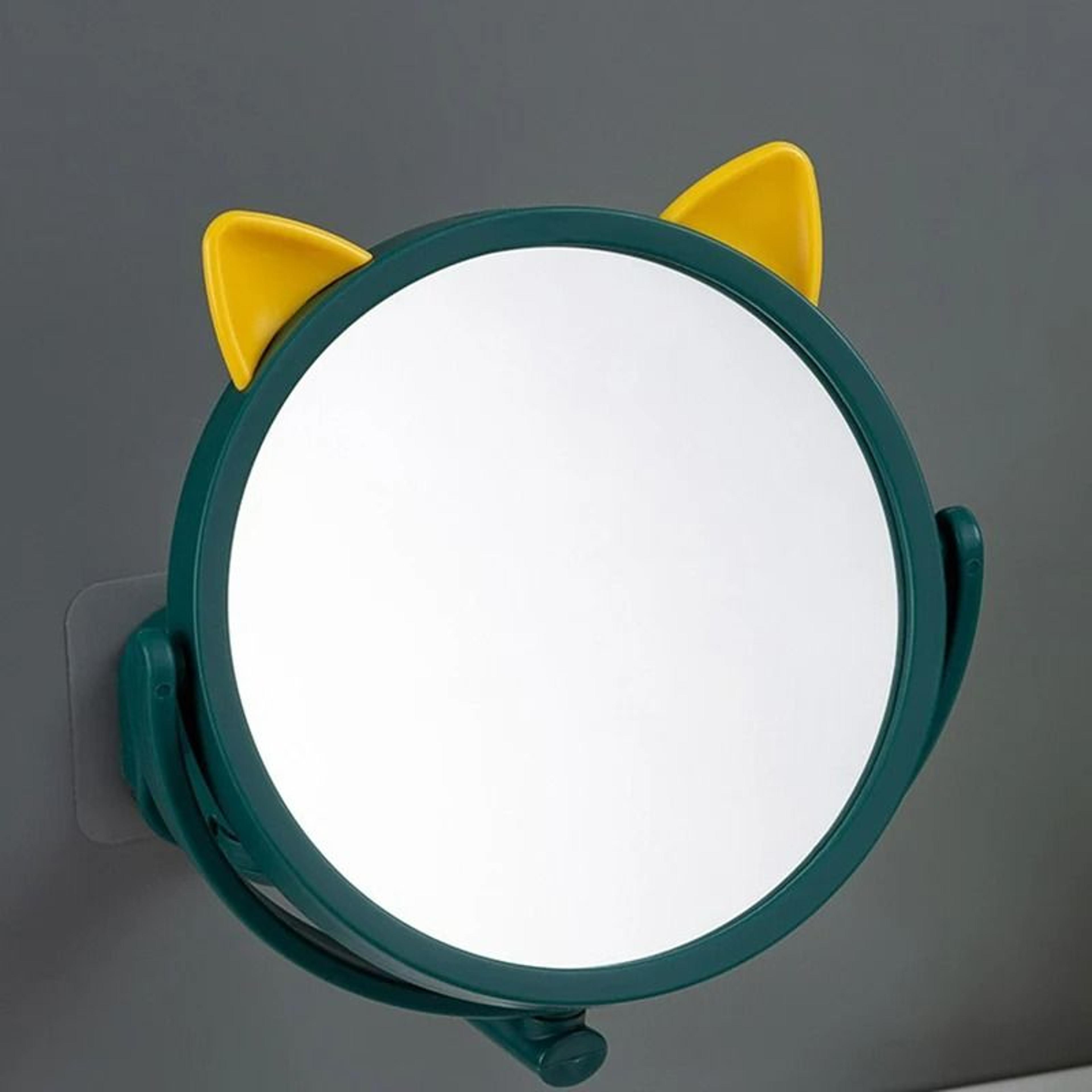 DrillFree Cat Ear WallMounted Folding Extension Makeup Mirror 0