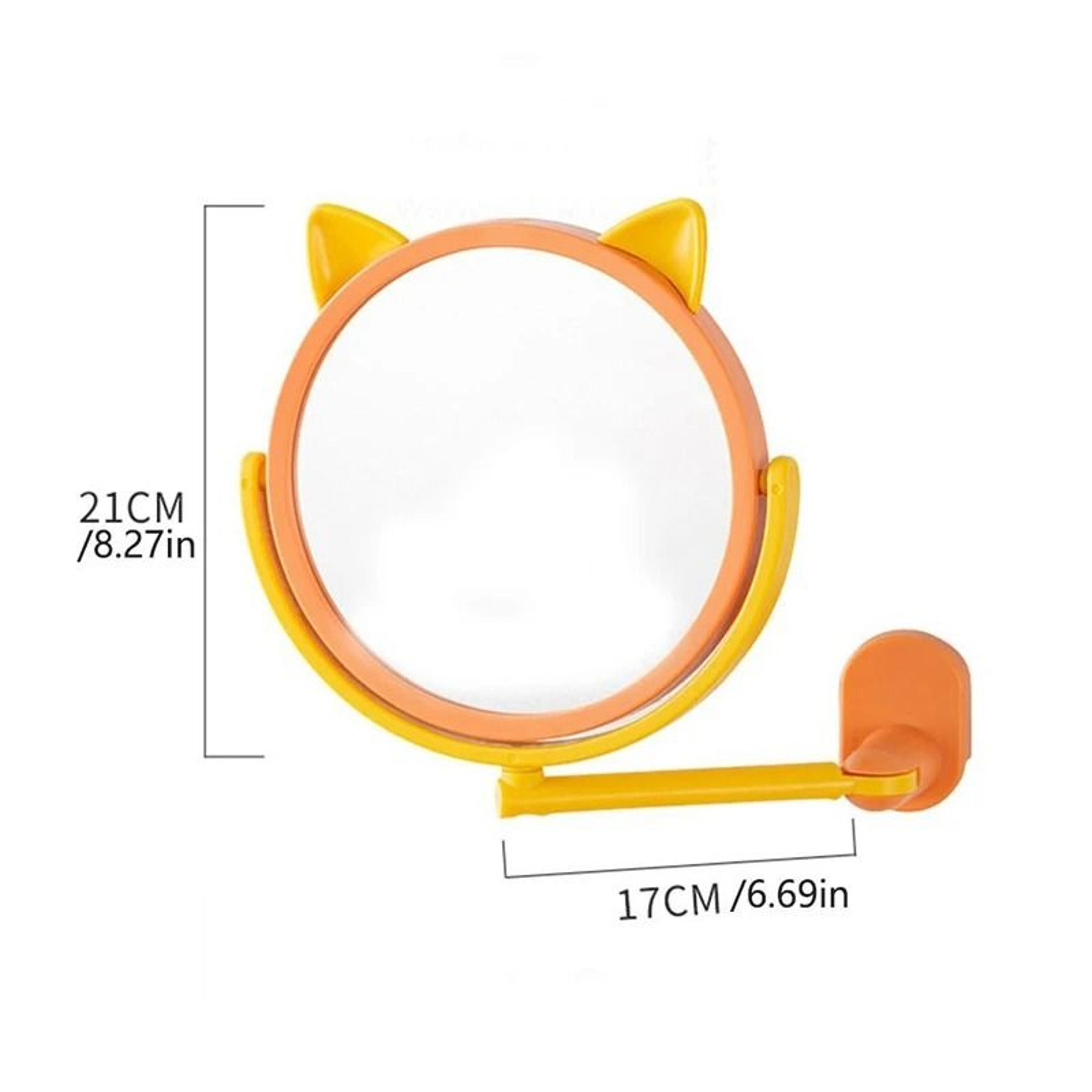 DrillFree Cat Ear WallMounted Folding Extension Makeup Mirror 4