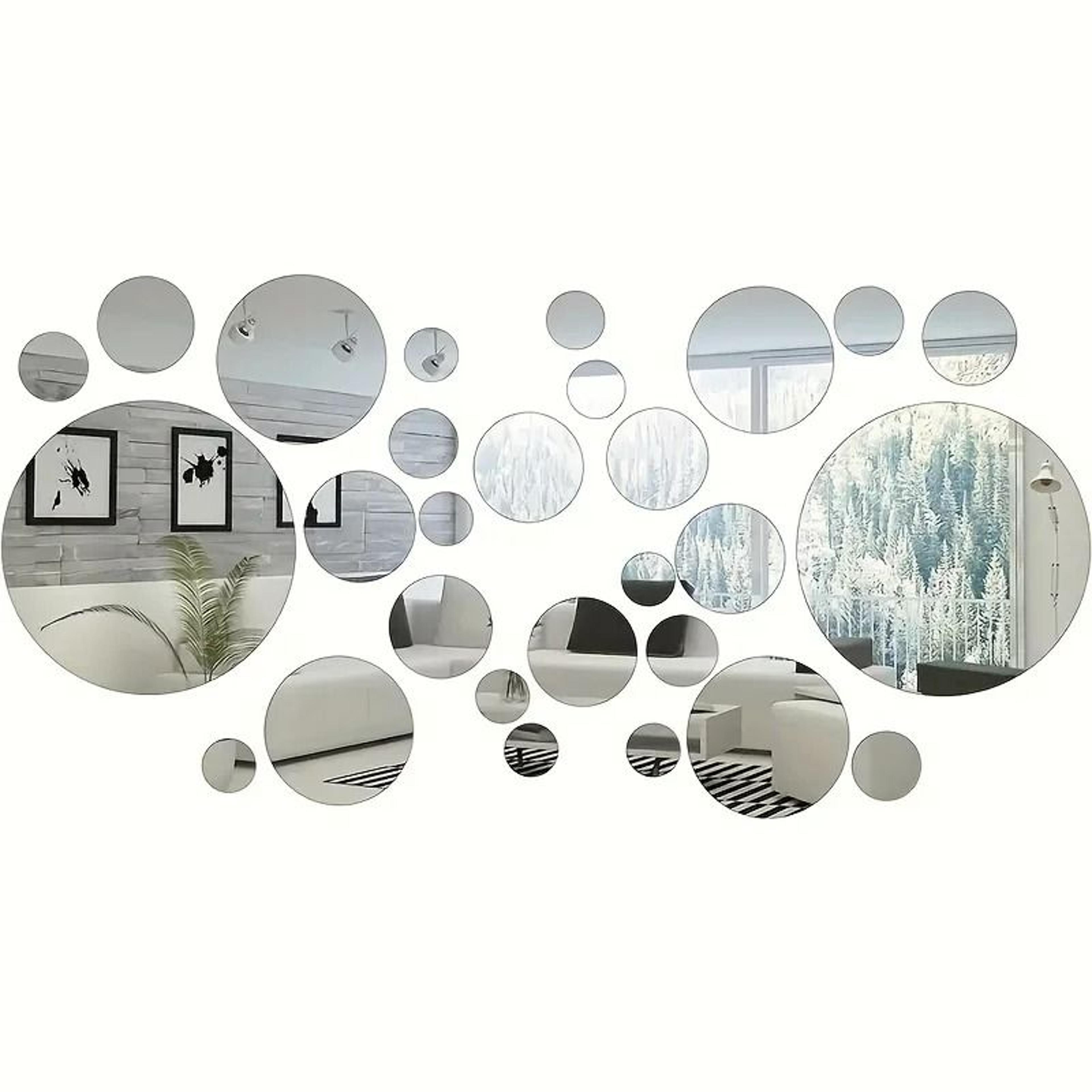 33Piece Round SelfAdhesive Acrylic Mirror Wall Decal Set 1