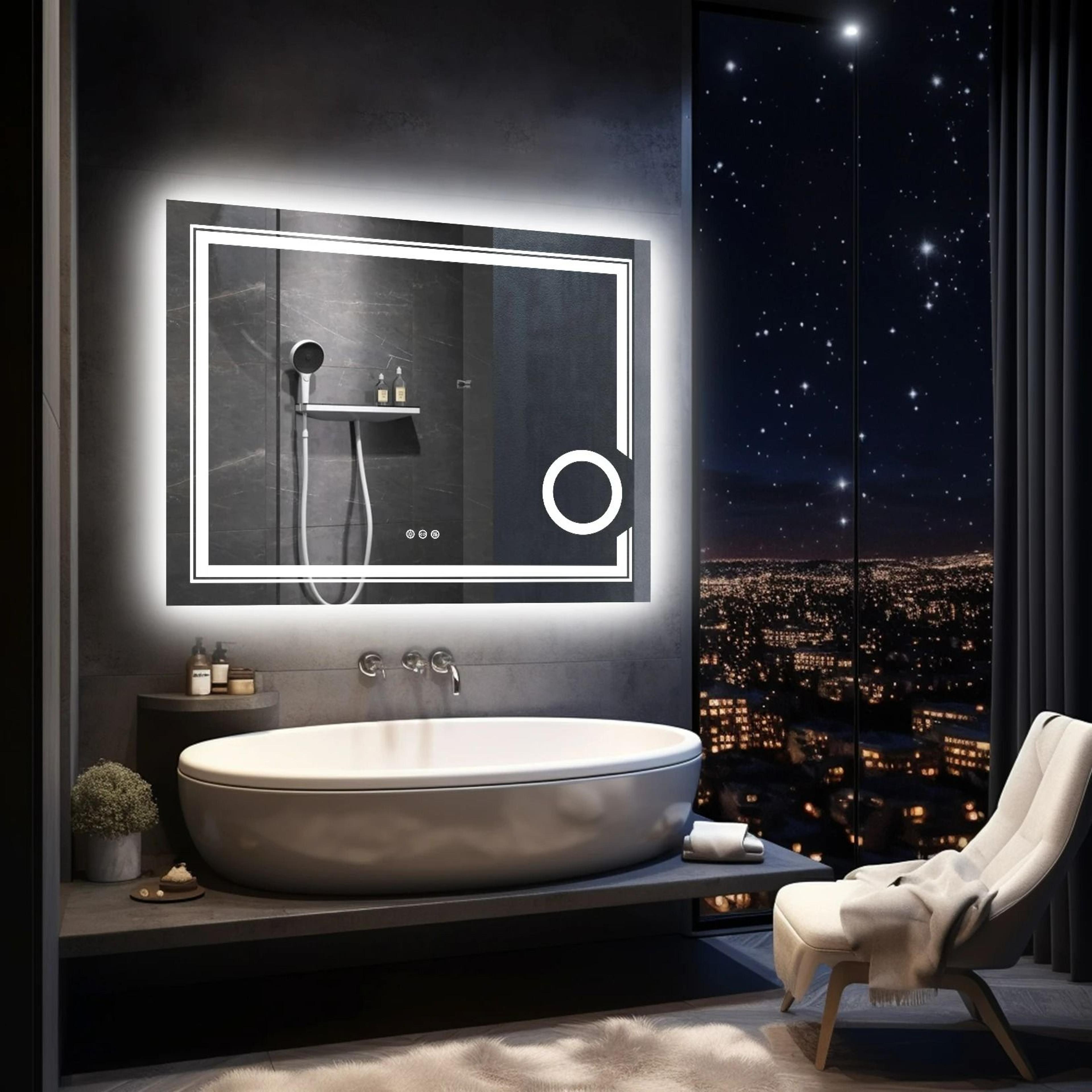 Smart WallMounted Dual Frontlit  Backlit LED Bathroom Mirror With Integrated 3x Magnifier 8