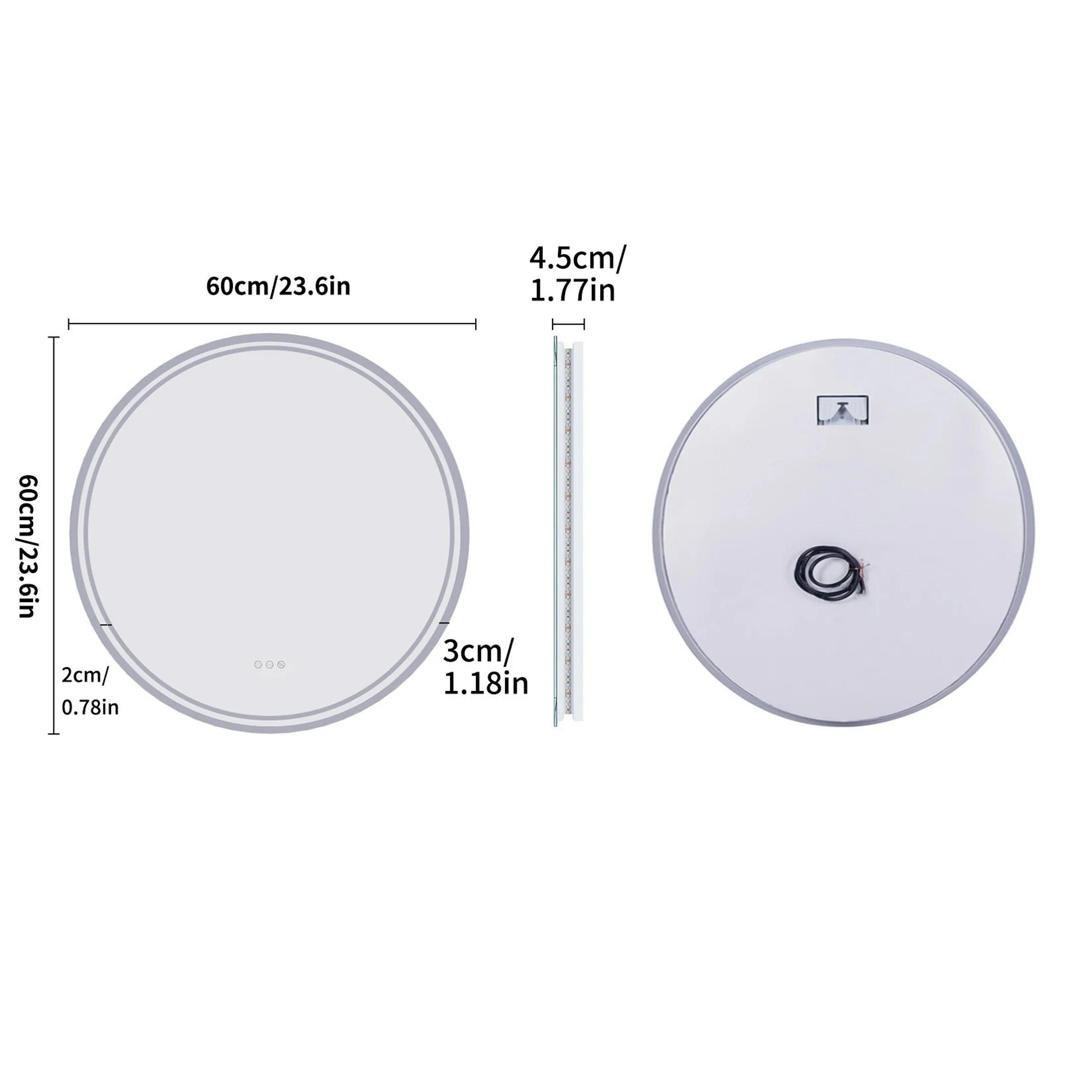 Large Round Smart LED Bathroom Vanity Mirror With Defogger 8