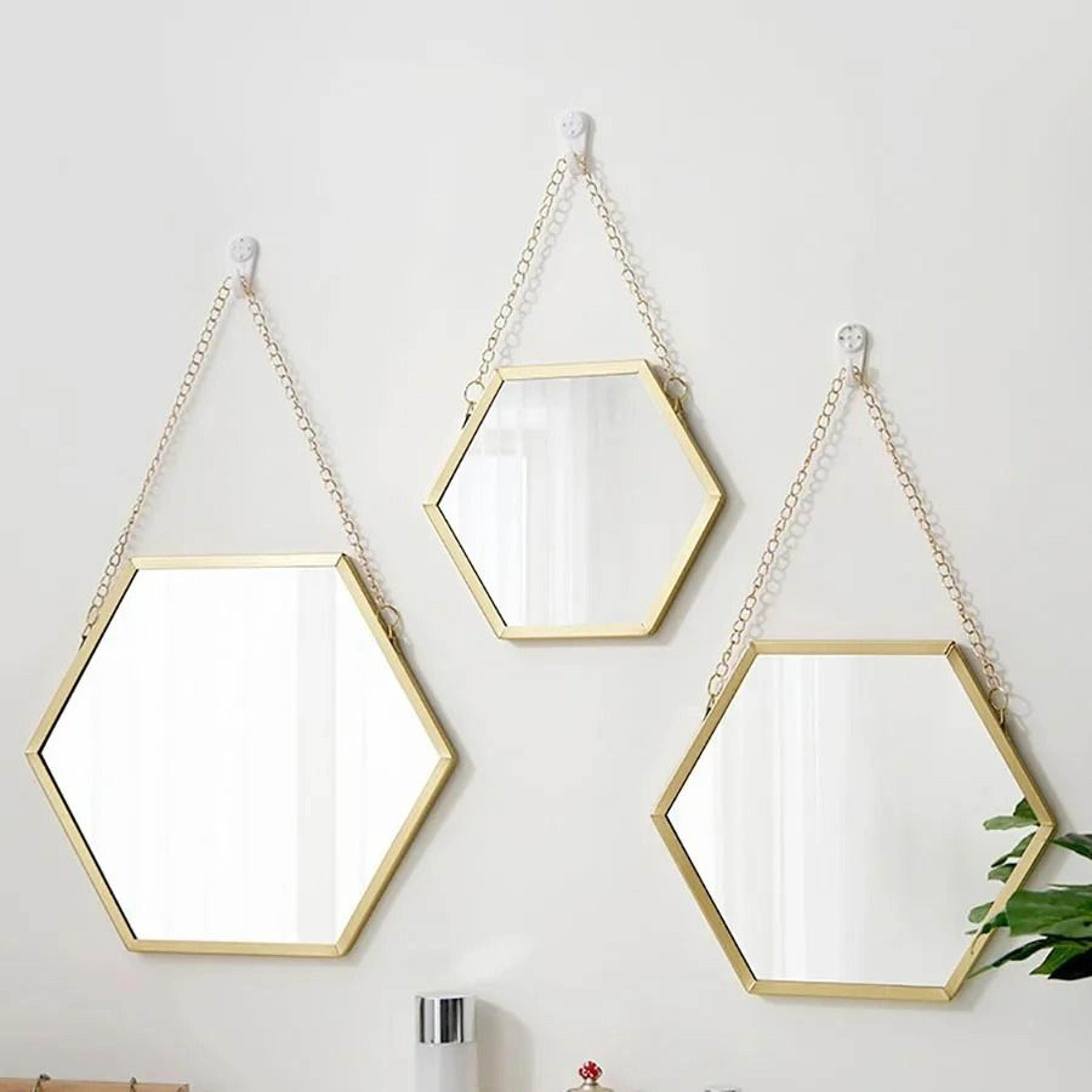 Iron Hexagonal WallMounted Decorative Mirror 0