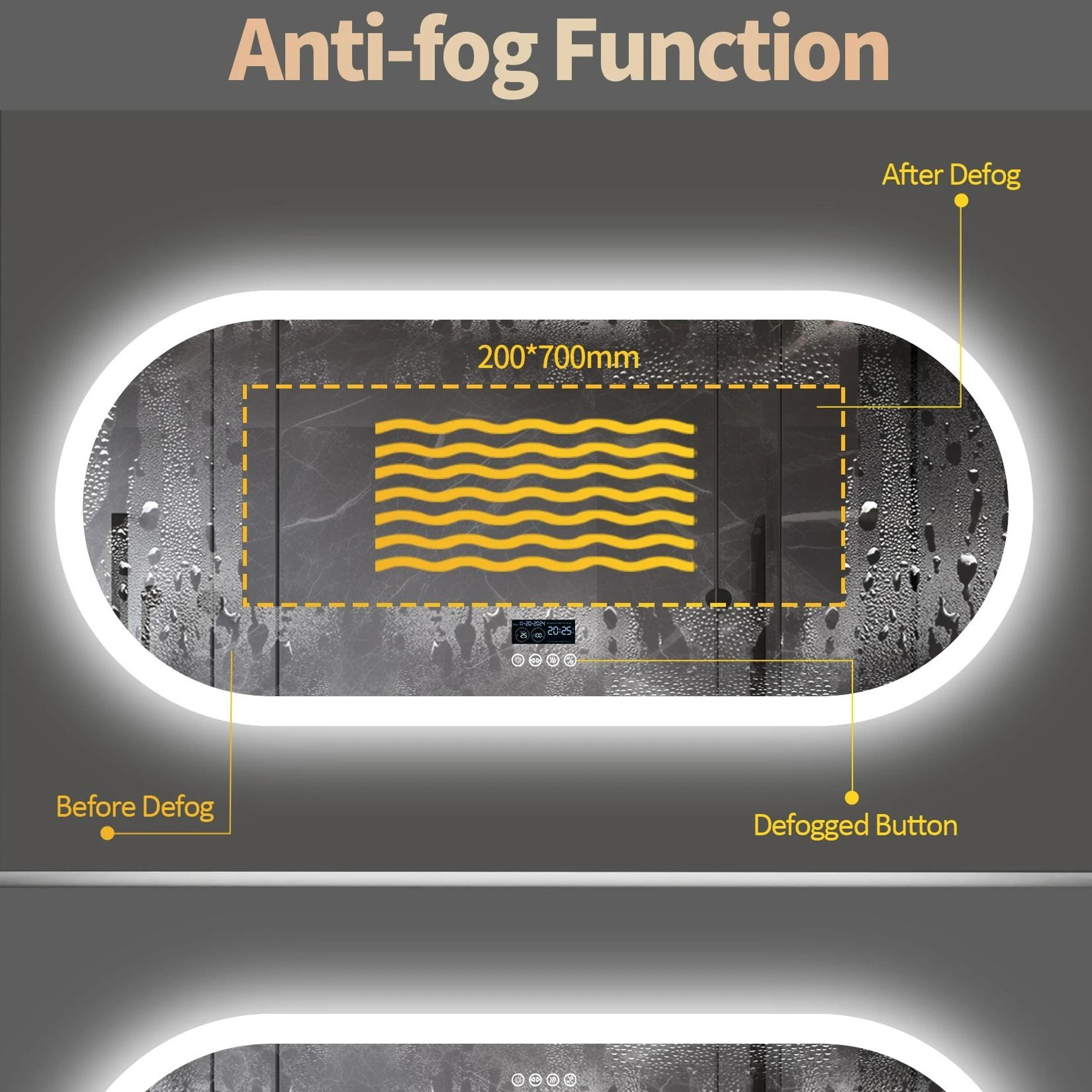 Oval Smart LED Bathroom Vanity Mirror With Bluetooth Speaker  Defogger 3