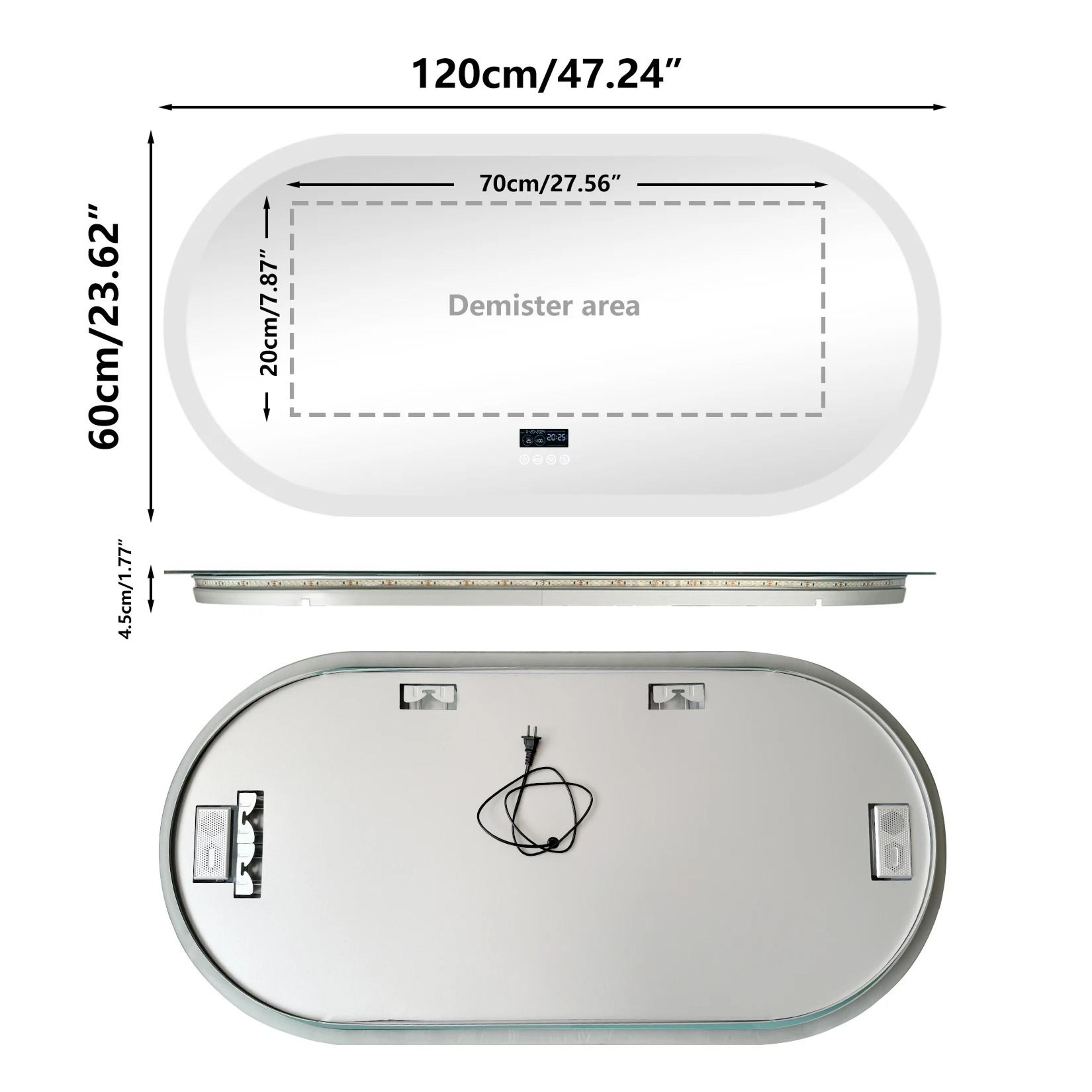 Oval Smart LED Bathroom Vanity Mirror With Bluetooth Speaker  Defogger 5