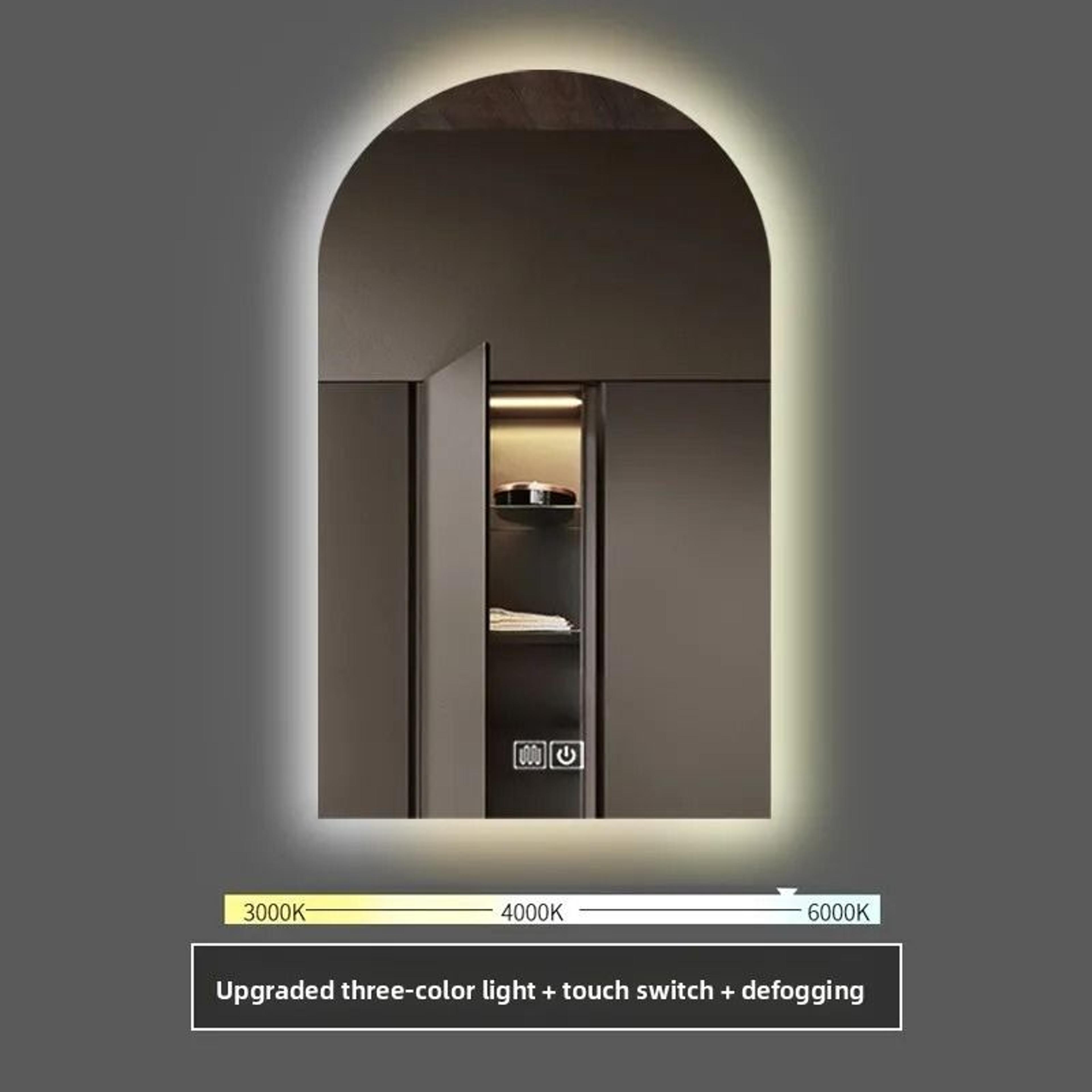 Arch UShaped Smart LED Bathroom Vanity Mirror With Ambient Backlighting 4