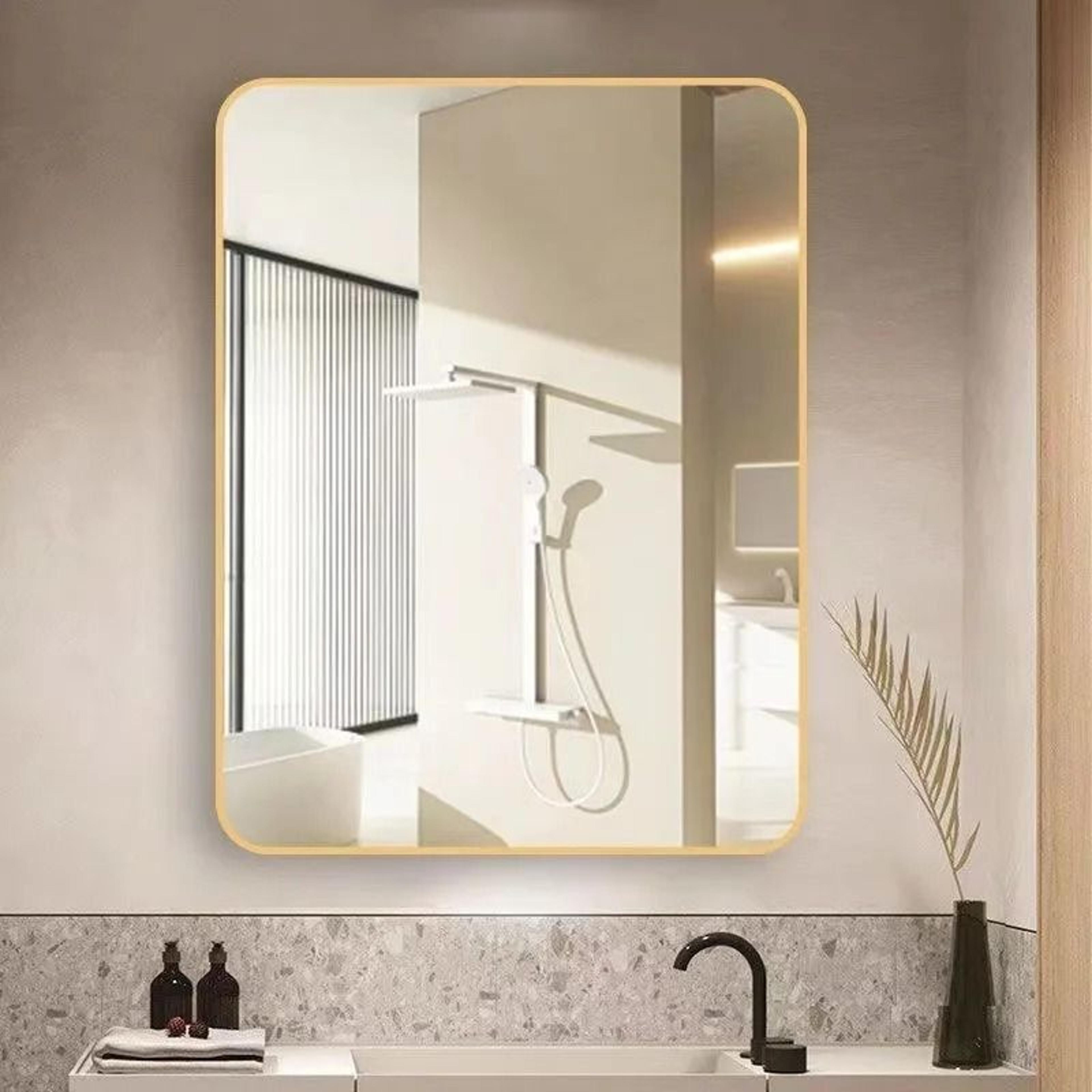 Modern Aluminum Framed Rectangular Wall Mirror 0