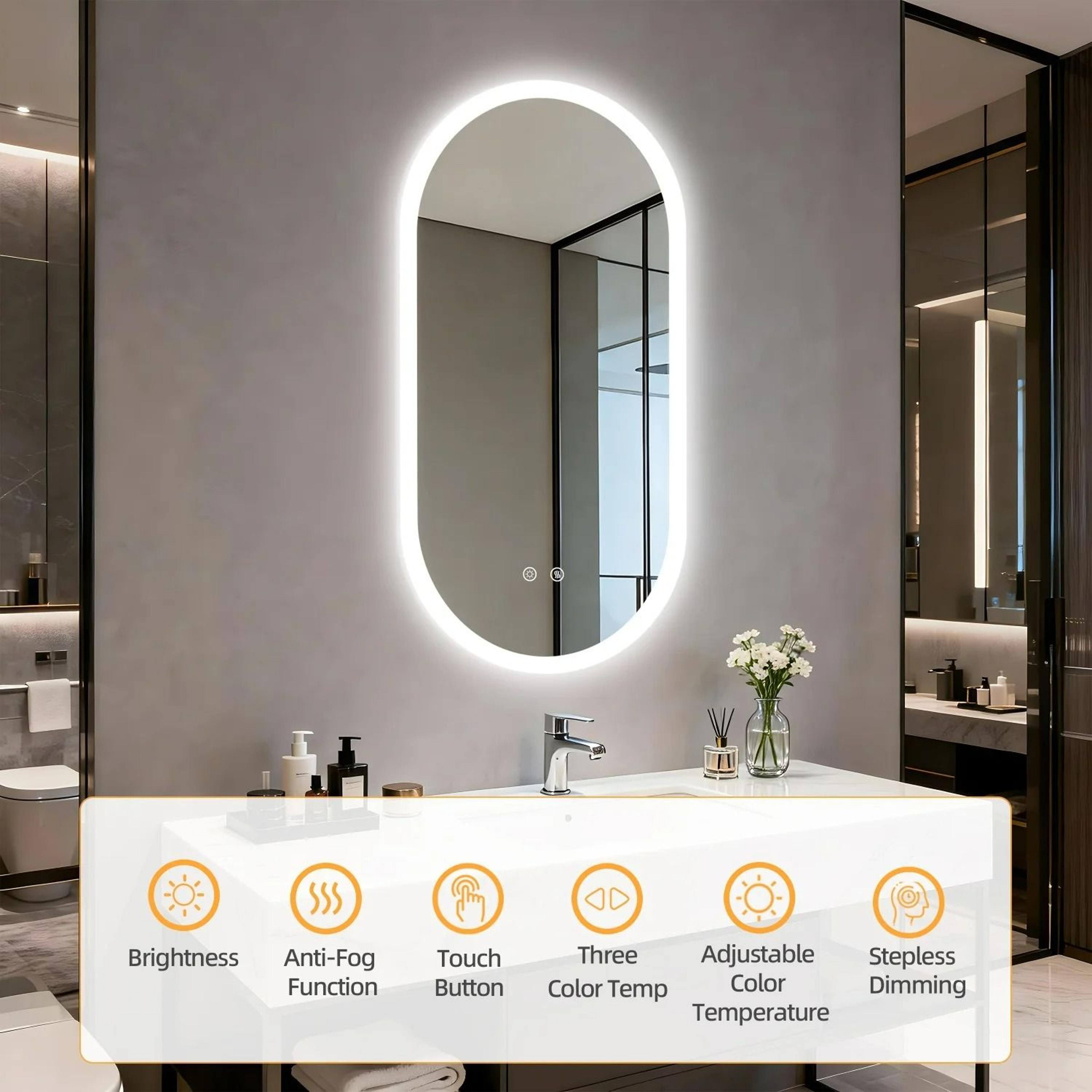 Long Oval Backlit Smart LED Bathroom Vanity Mirror With Defogger  Memory 5