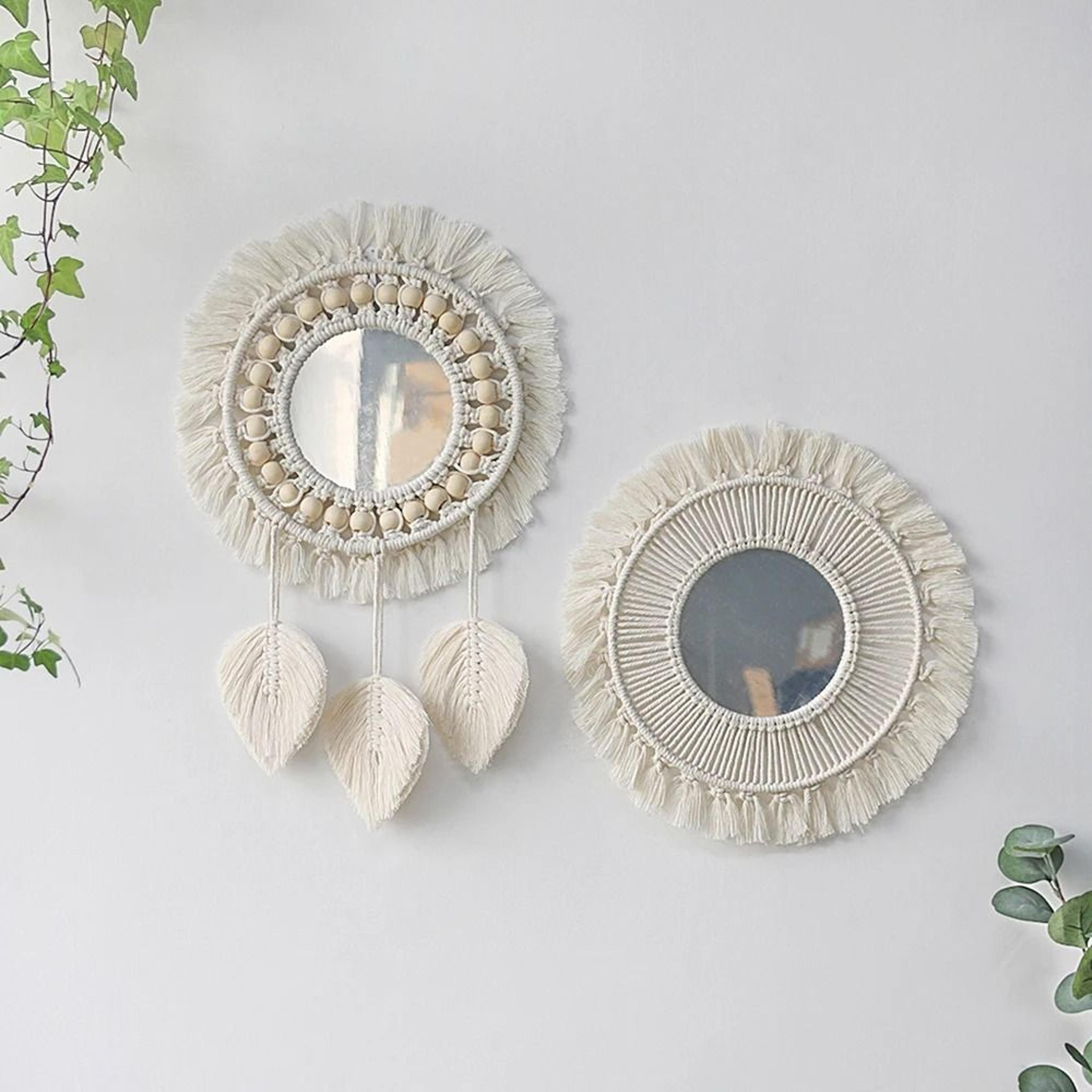 Boho Macrame Woven Wall Mirror 0