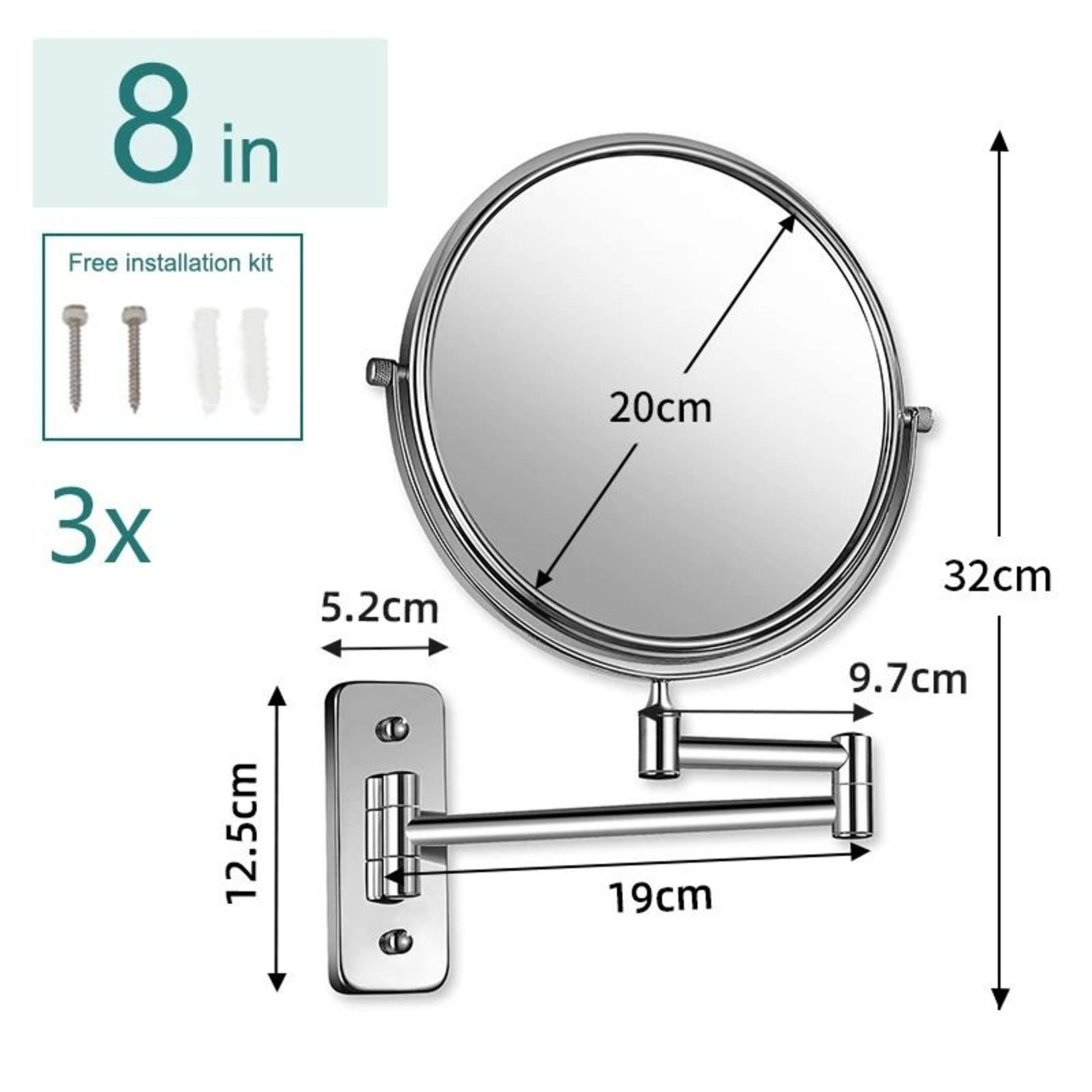 DualSided WallMounted Extendable Vanity Mirror With Magnification 6