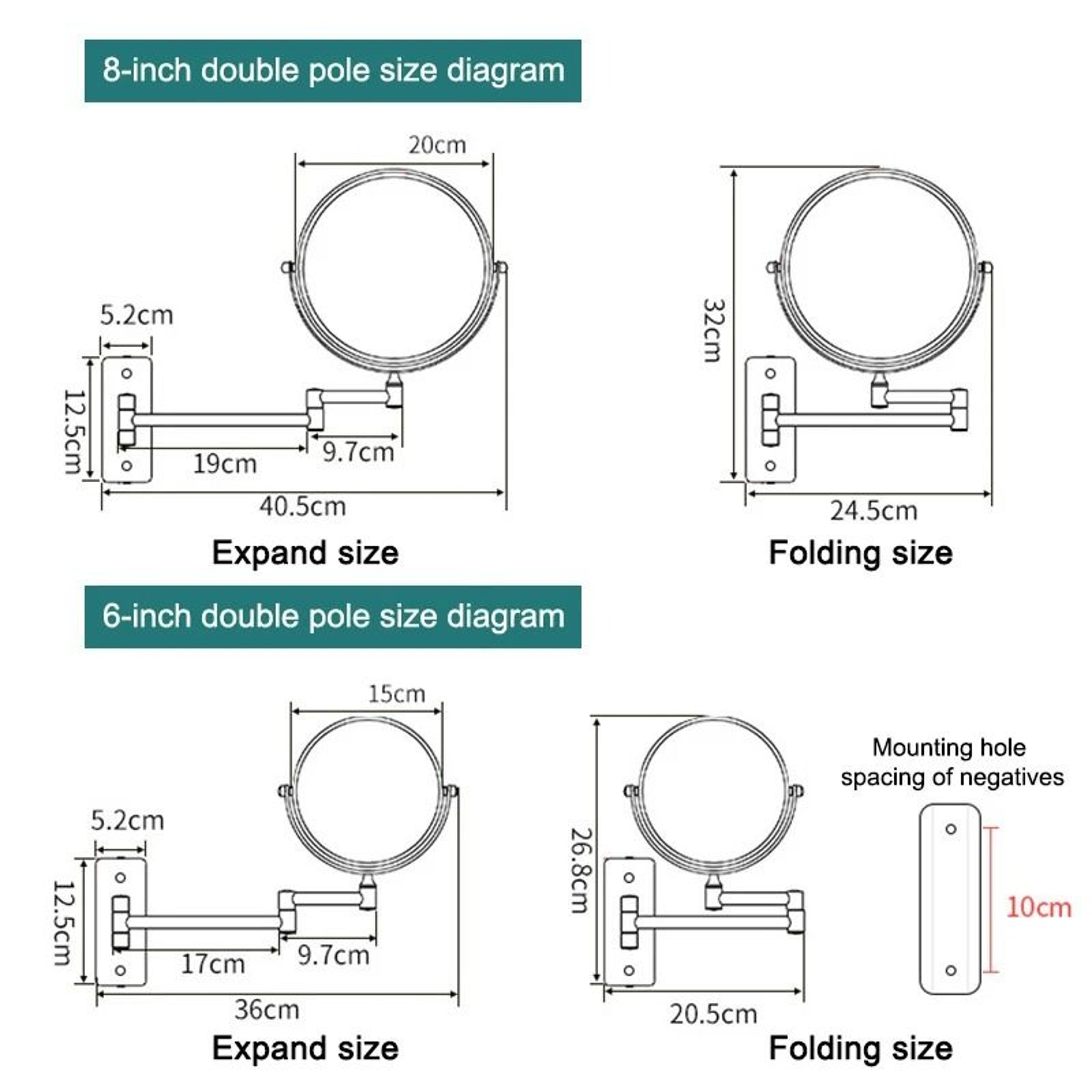 DualSided WallMounted Extendable Vanity Mirror With Magnification 4
