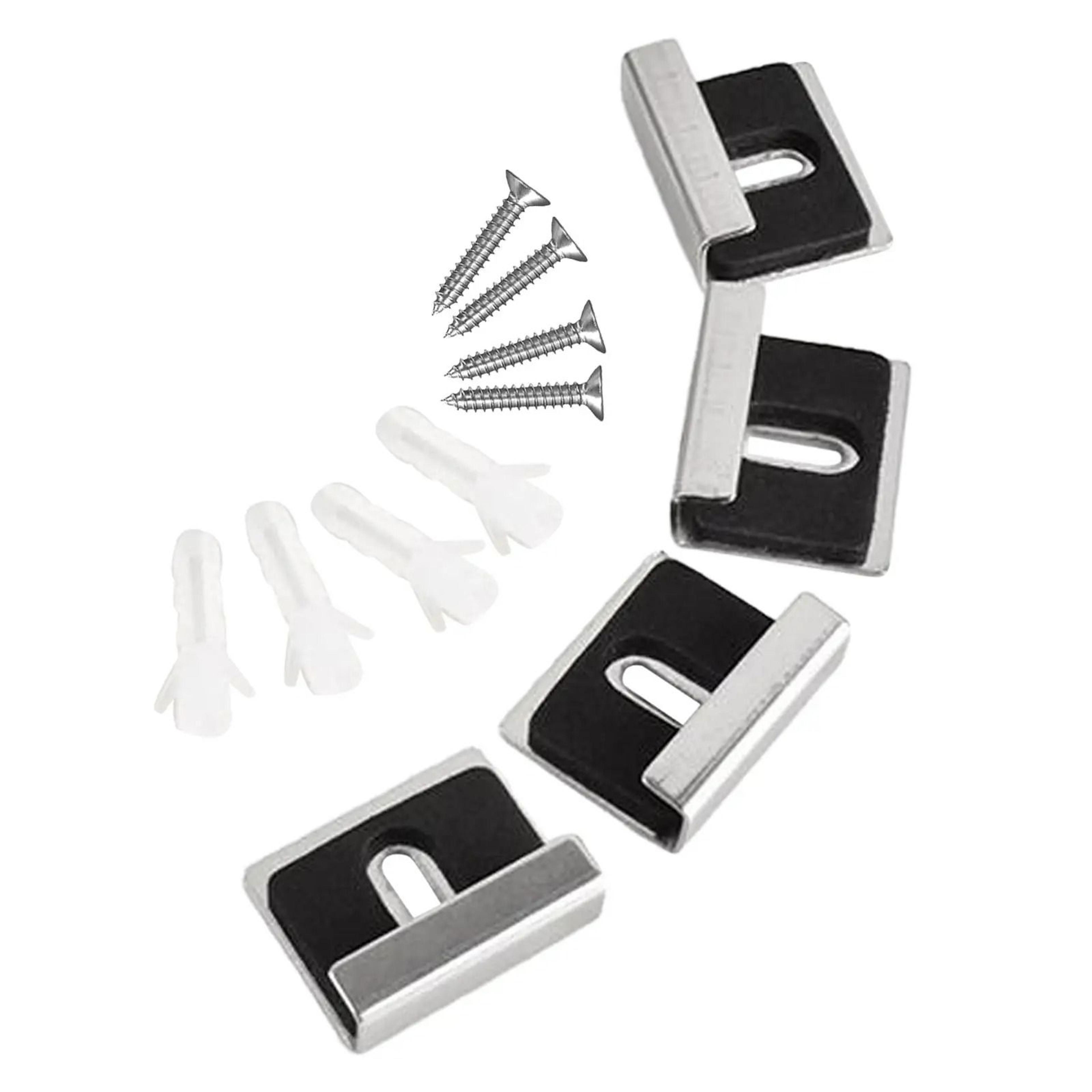 heavy-duty stainless steel frameless mirror mounting holder clips ( pack of 4 )