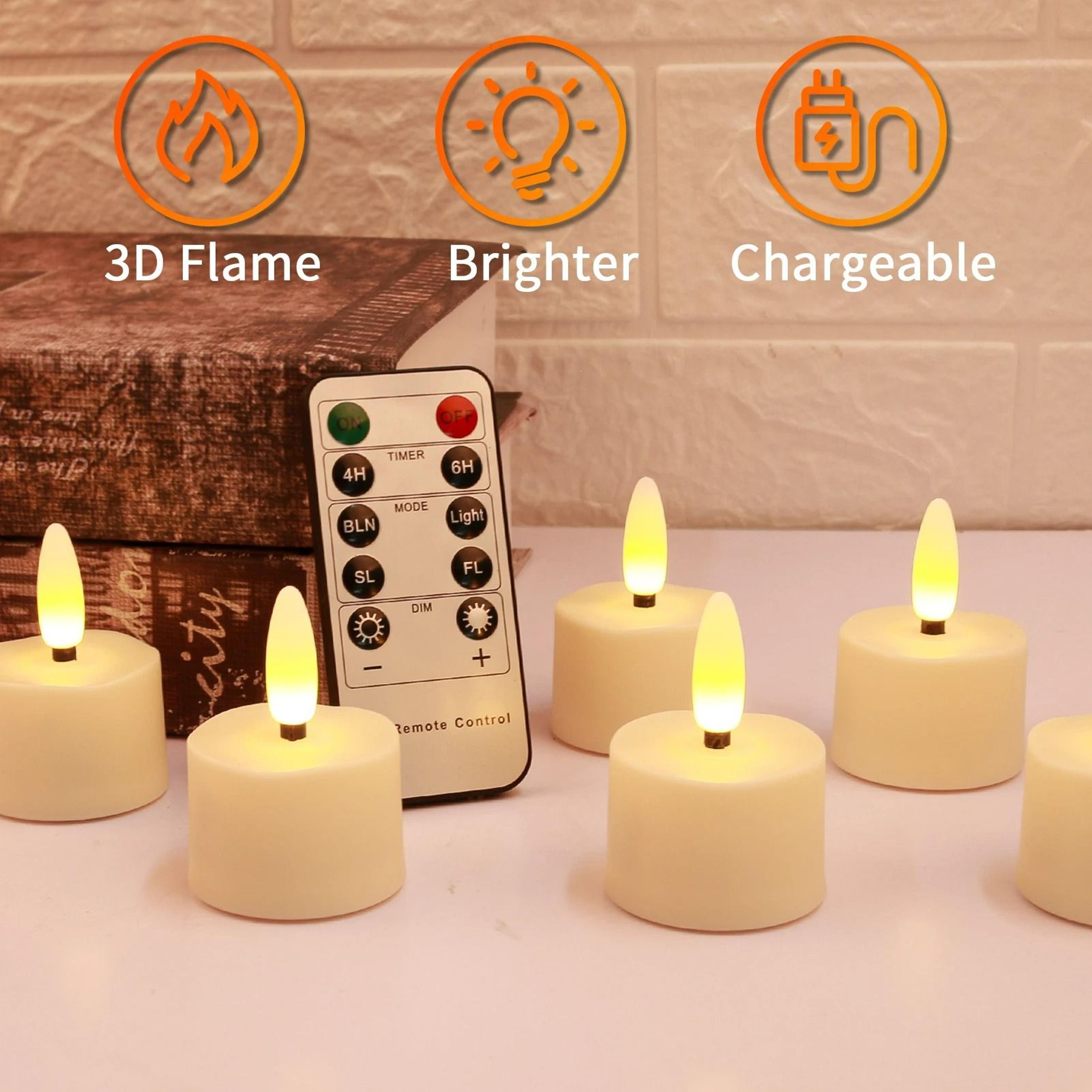 Rechargeable Flameless LED Tea Light Candles With 3D Flickering Wick  Remote  Pack Of 6  4