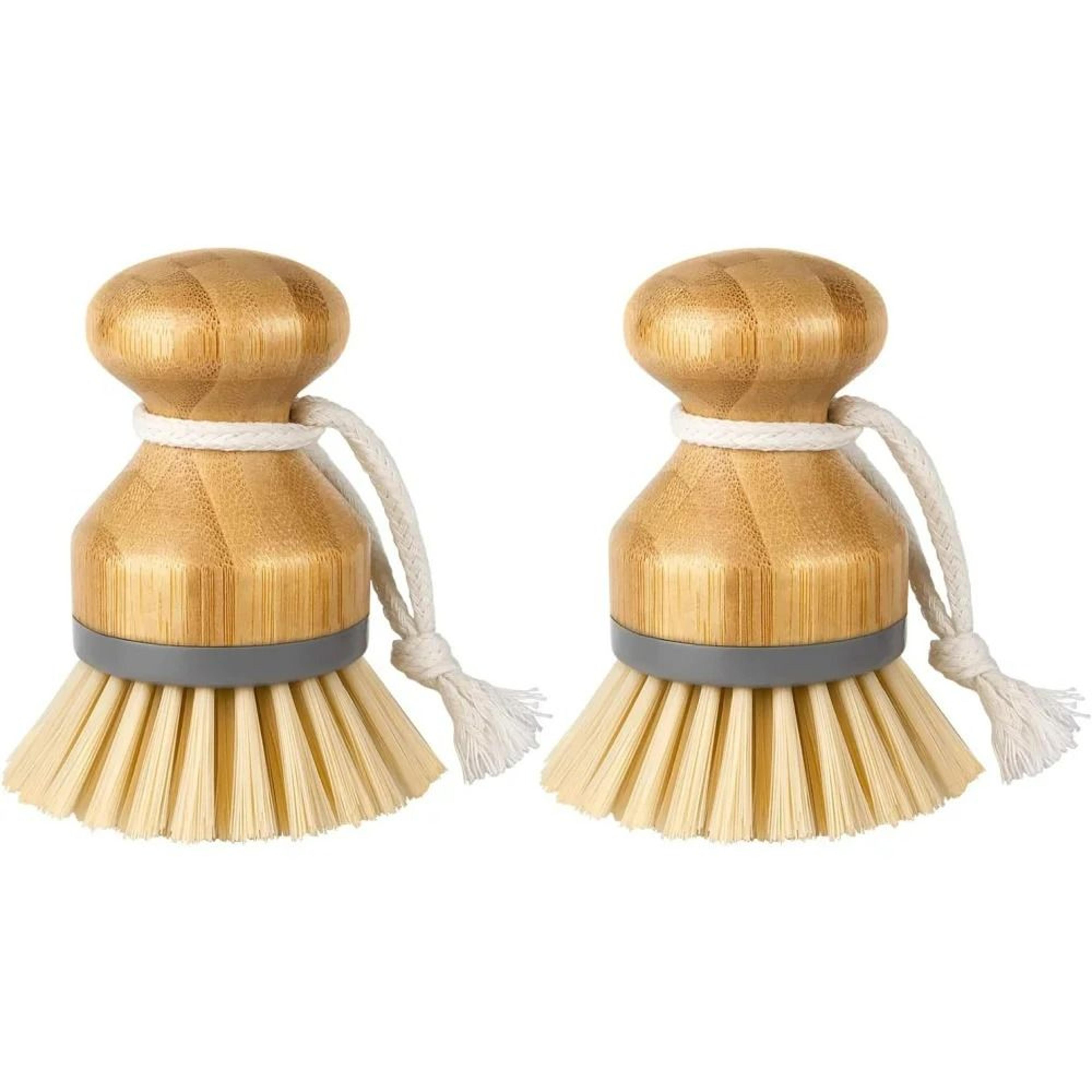 Natural Bamboo Kitchen  Dish Scrubbing Brushes  Pack Of 2  1