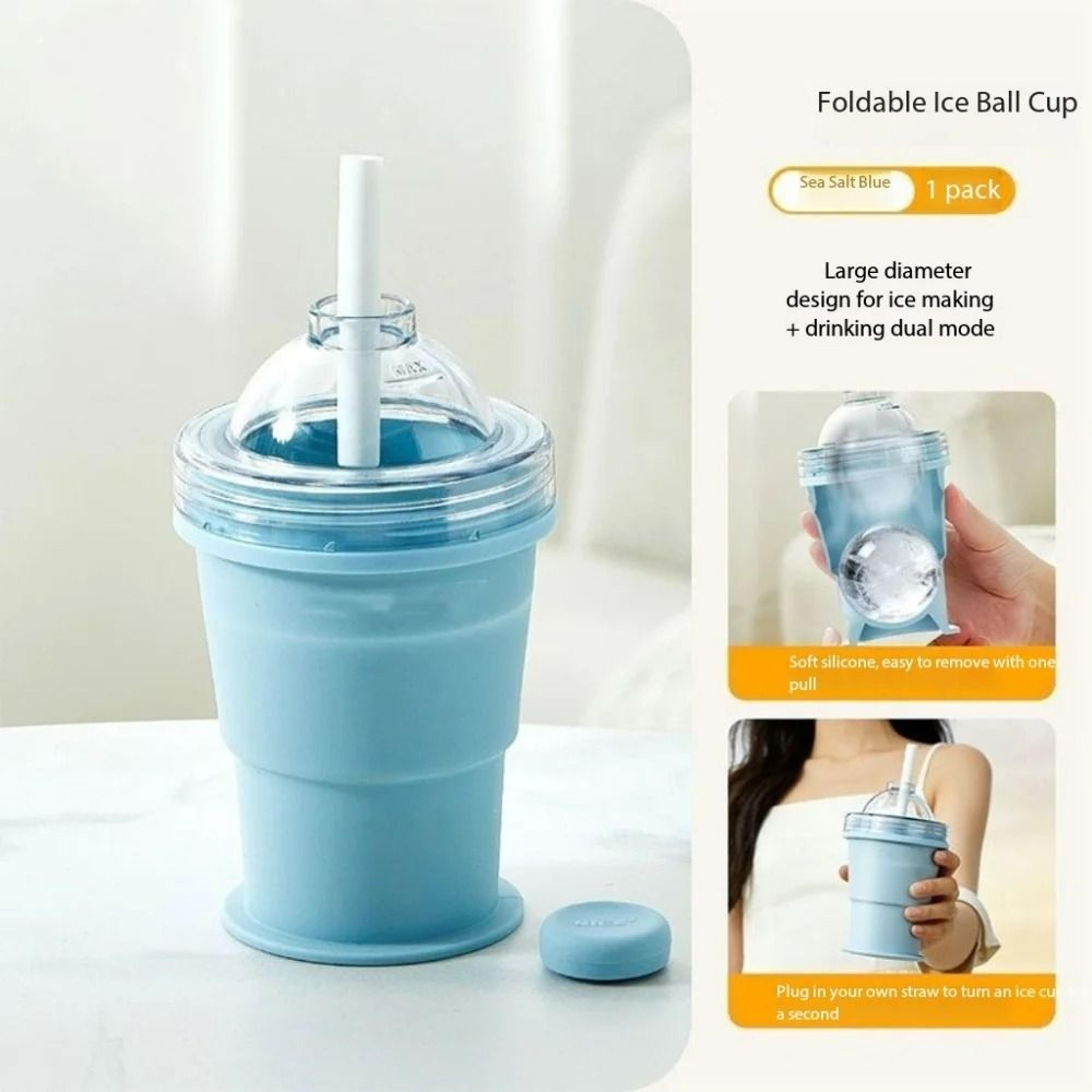 2in1 Foldable Silicone Travel Cup  Ice Ball Maker 7