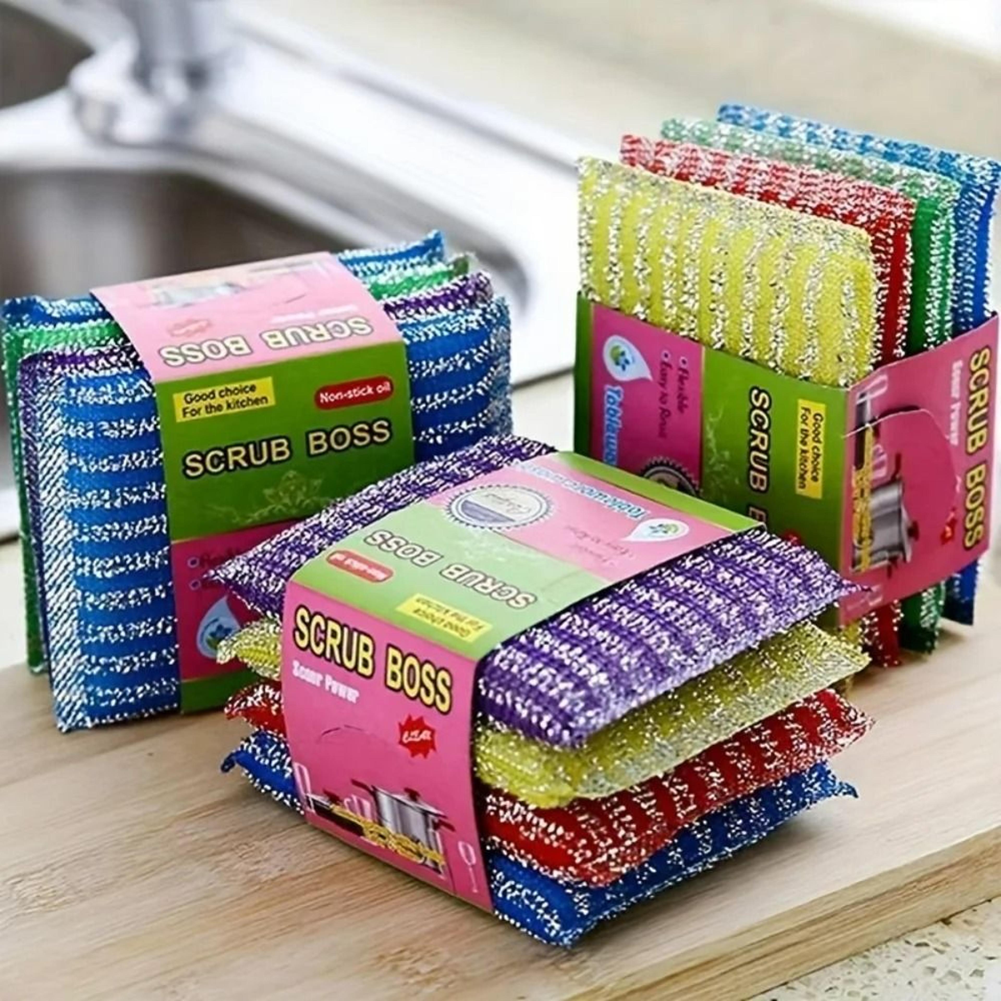 DoubleSided Steel Wire Sponge Scouring Pads  Pack Of 12  Assorted Colors  1
