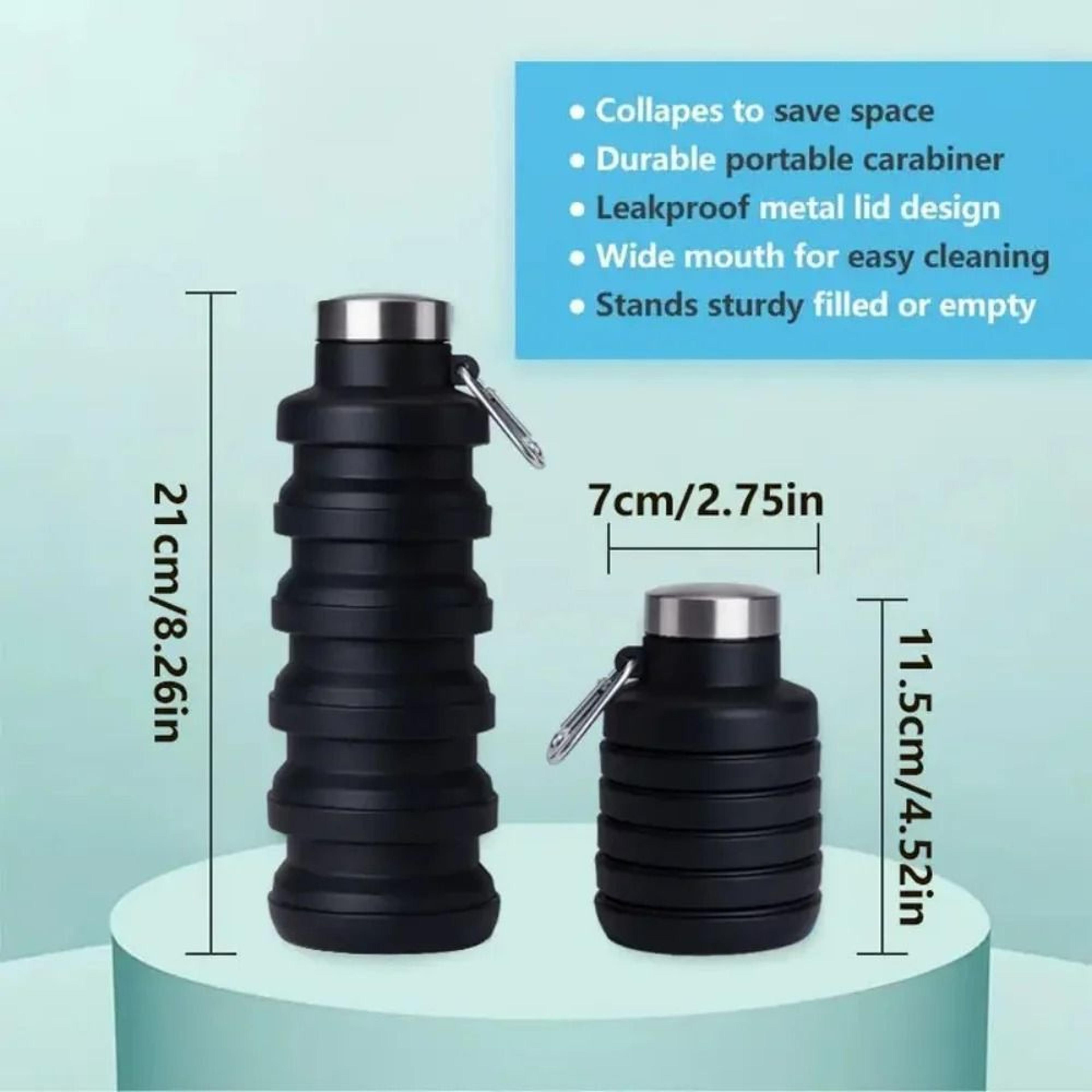500ml 169 Fl Oz Collapsible FoodGrade Silicone Water Bottle 2