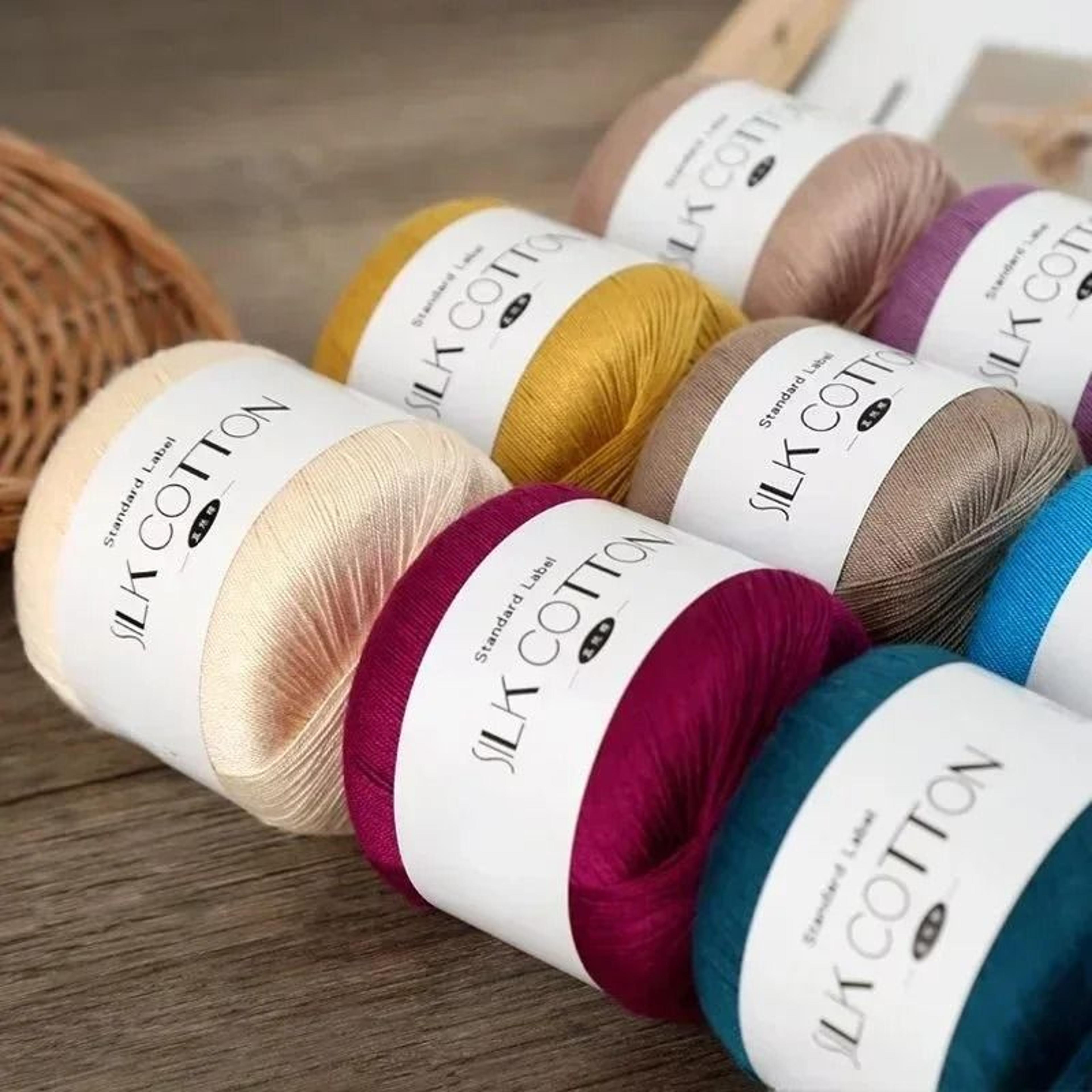 soft milk cotton silk lace crochet yarn skein (1.76 oz / 50 g)
