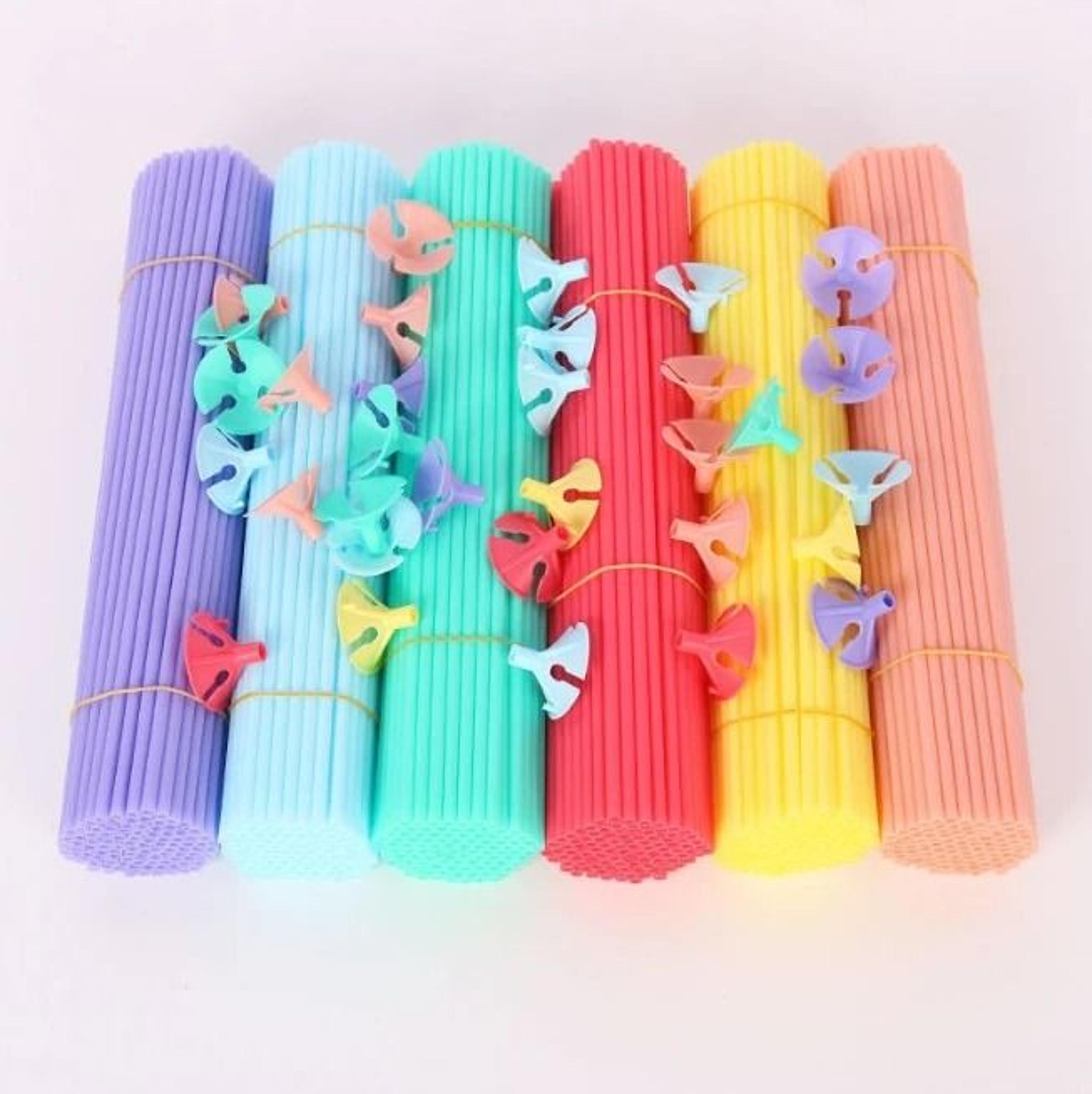 10 Piece White Balloon Sticks With Support Cups Portable Balloon Holder Rods 7
