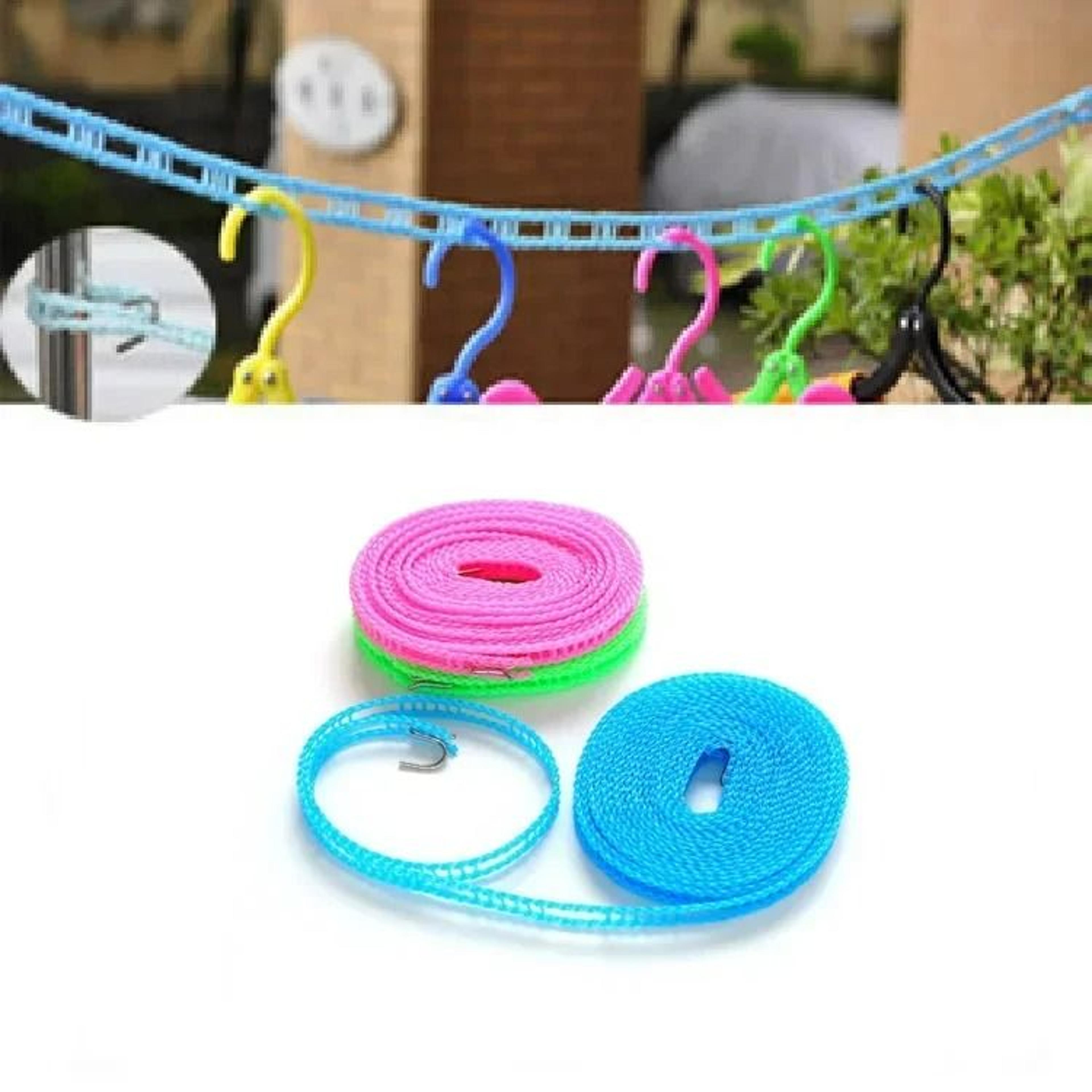 Outdoor Windproof Clothesline Nylon Non Slip Laundry Line Rope With Hooks 0