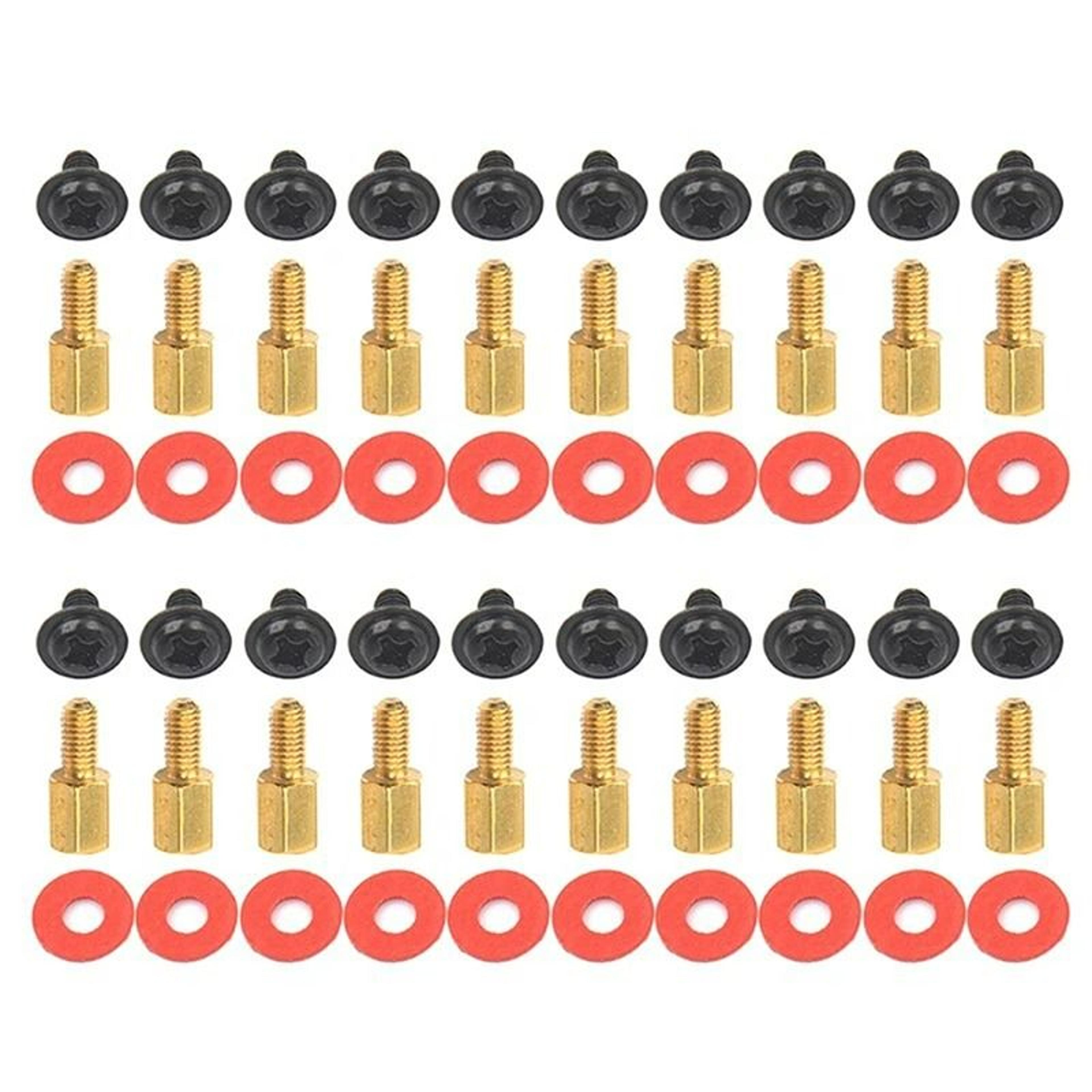 60 piece pc case motherboard mounting kit screws brass standoffs insulation washers