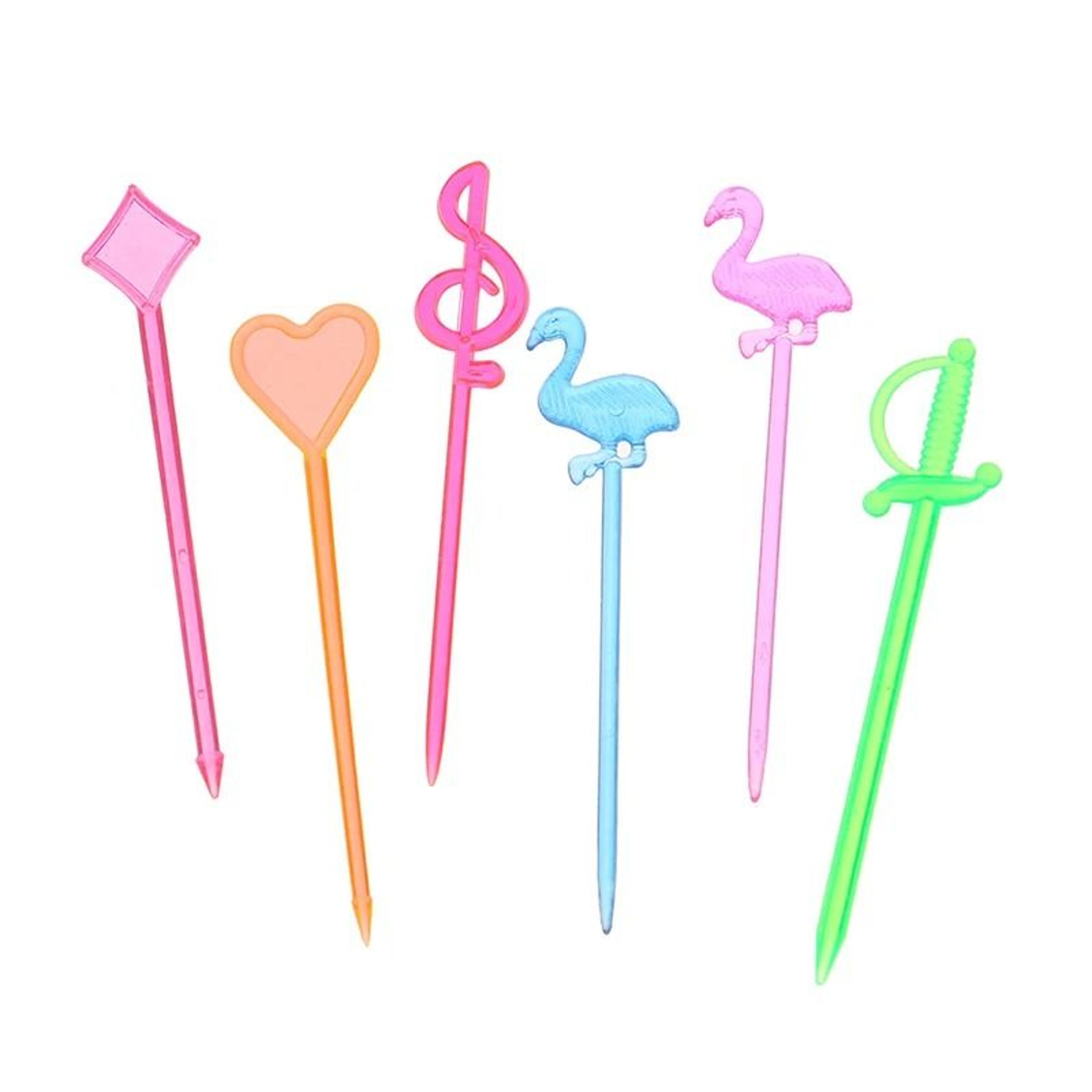 50 piece decorative flamingo & heart party food picks for appetizers and desserts