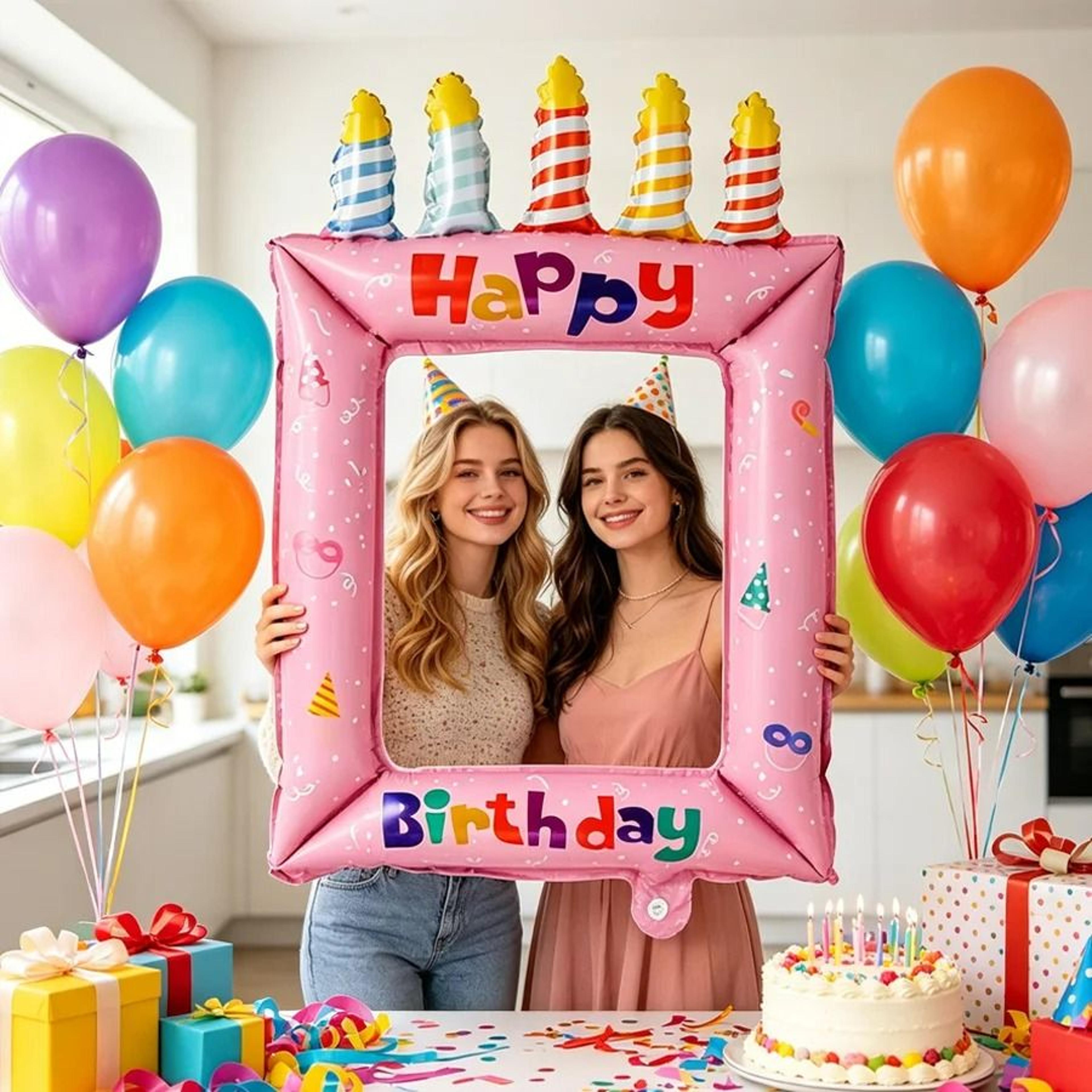 Princess Theme Inflatable Foil Balloon Photo Frame For Selfie Party Backdrop 3