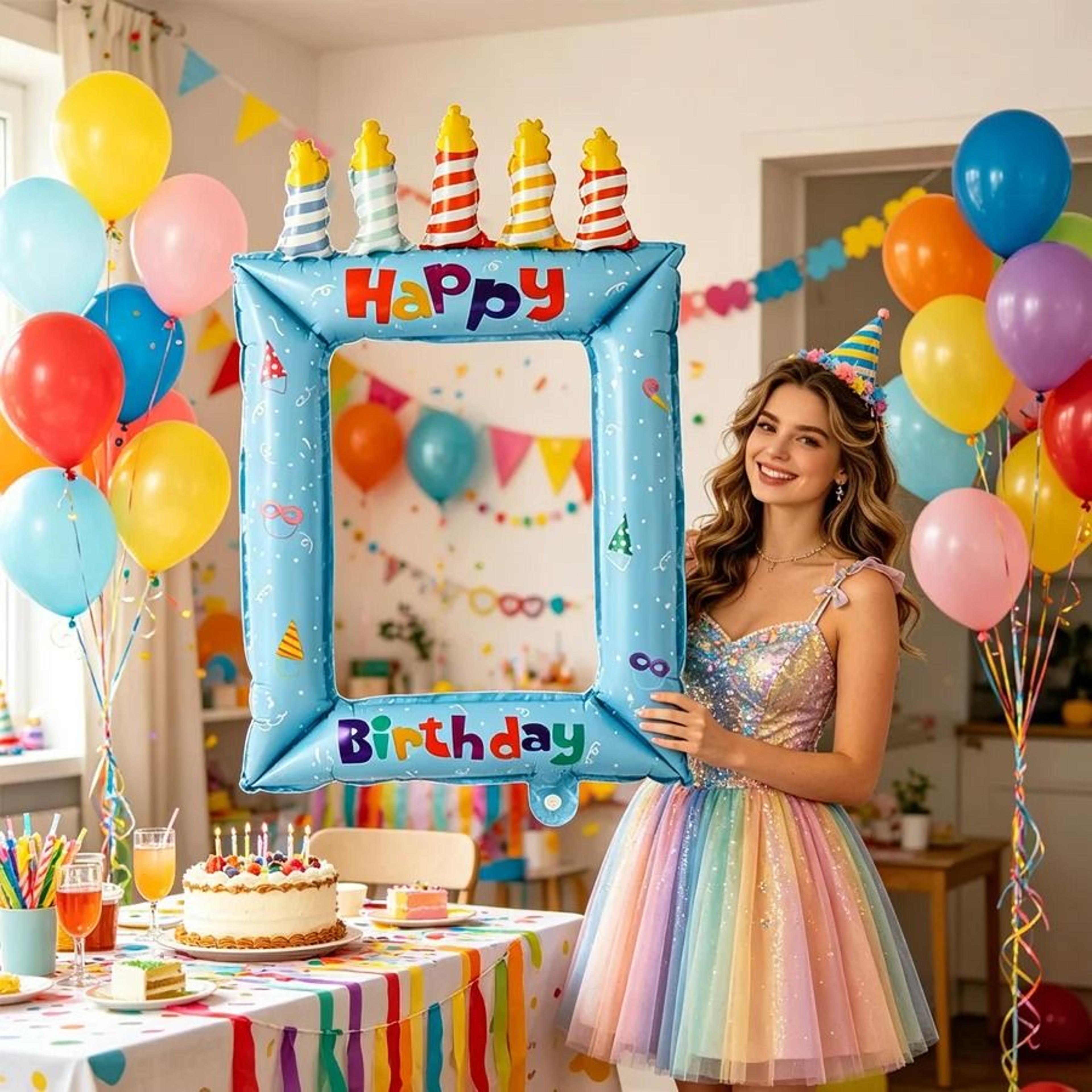 Princess Theme Inflatable Foil Balloon Photo Frame For Selfie Party Backdrop 4