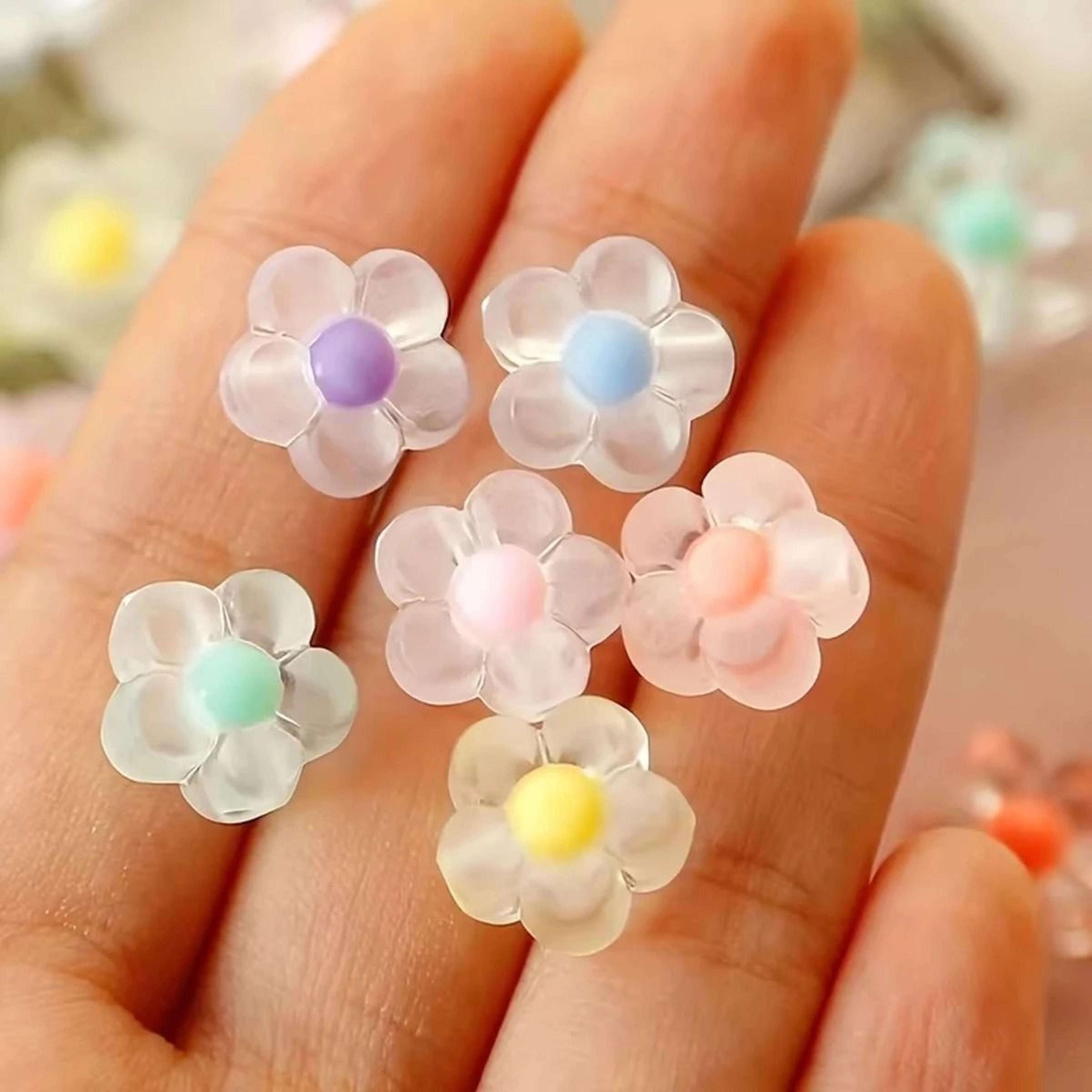 100 Piece 047 In Matte Transparent Flower Acrylic Spacer Beads For DIY Jewelry 4