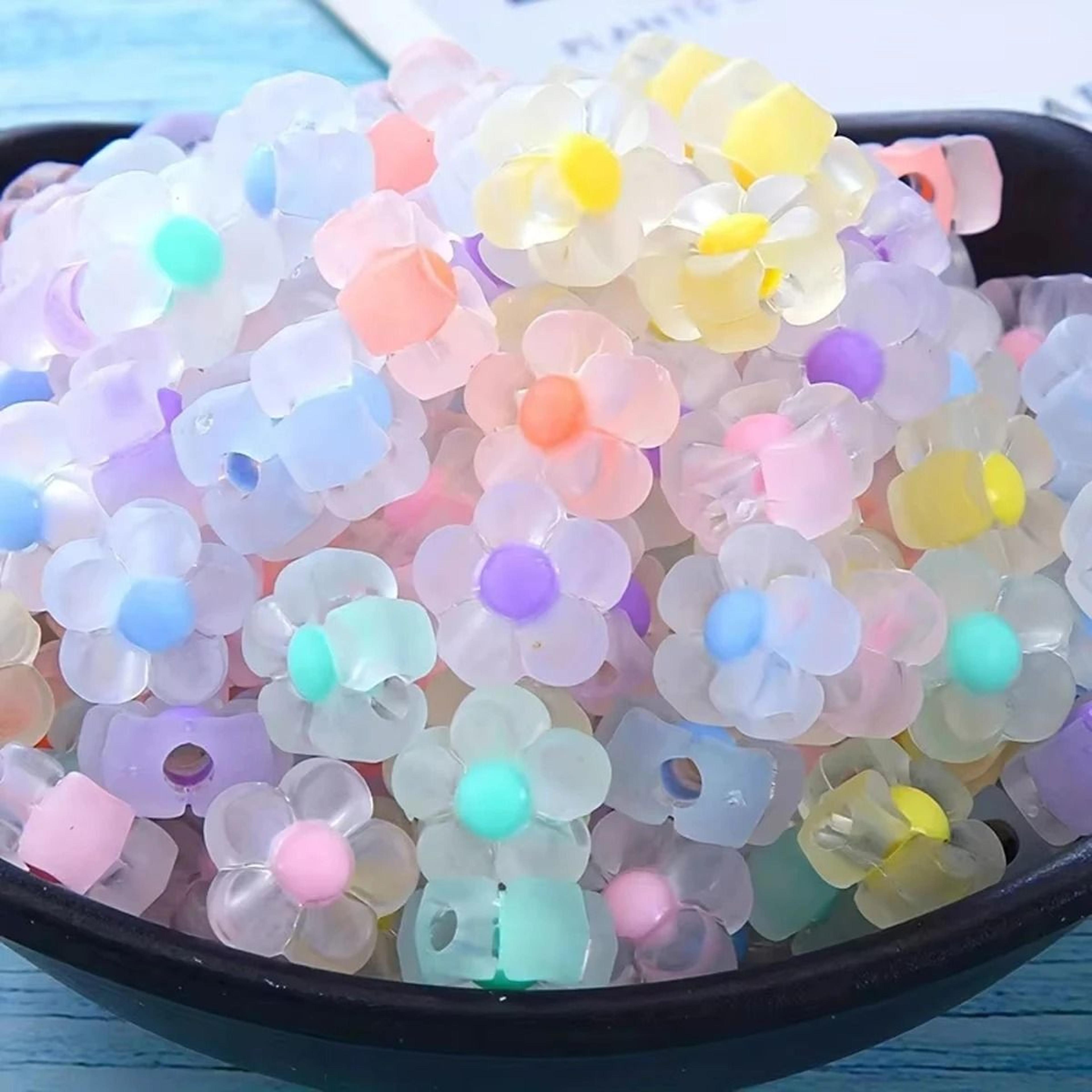 100 Piece 047 In Matte Transparent Flower Acrylic Spacer Beads For DIY Jewelry 2