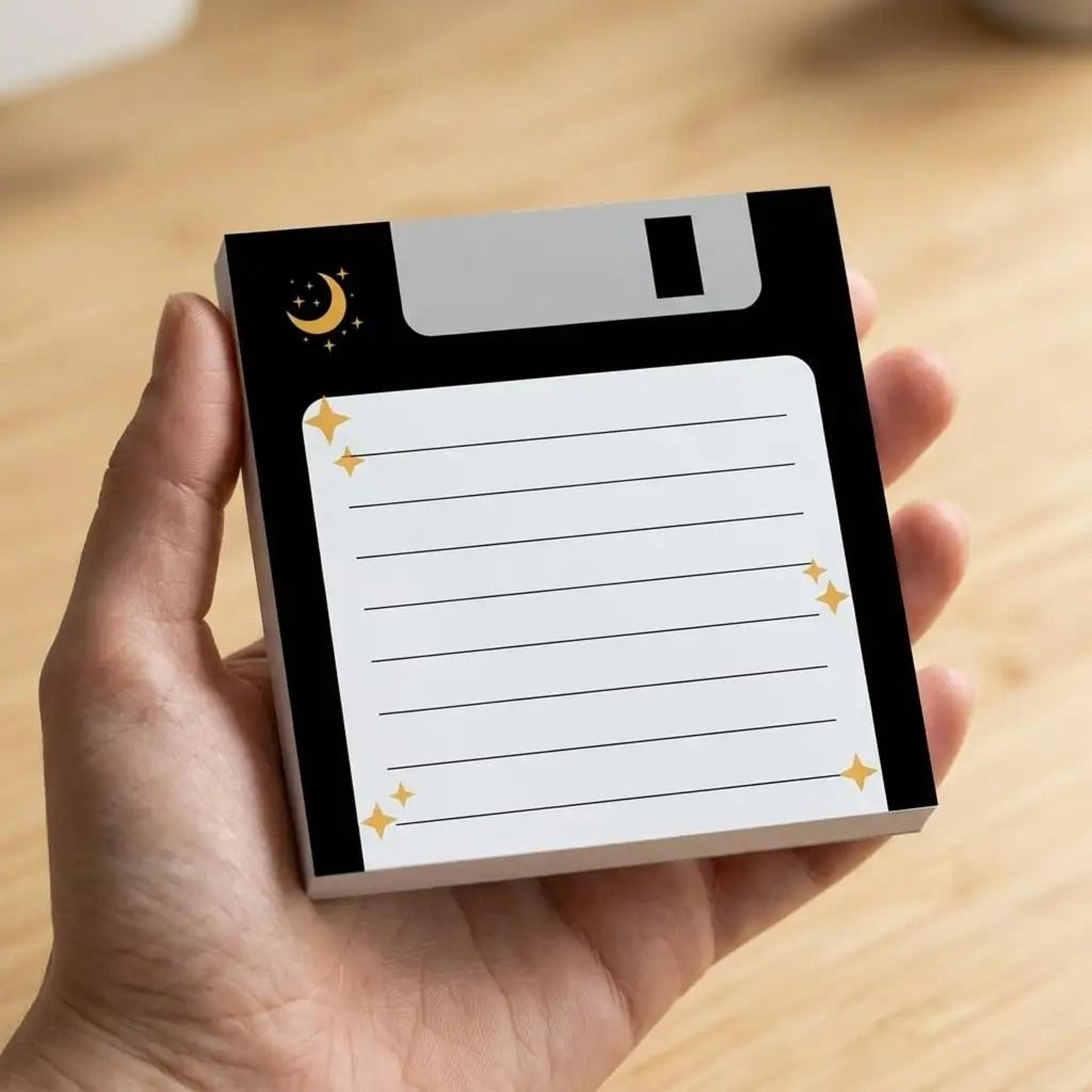 4 Pack Retro Floppy Disk Sticky Notes With Celestial Moon Design For Desk Decor 4
